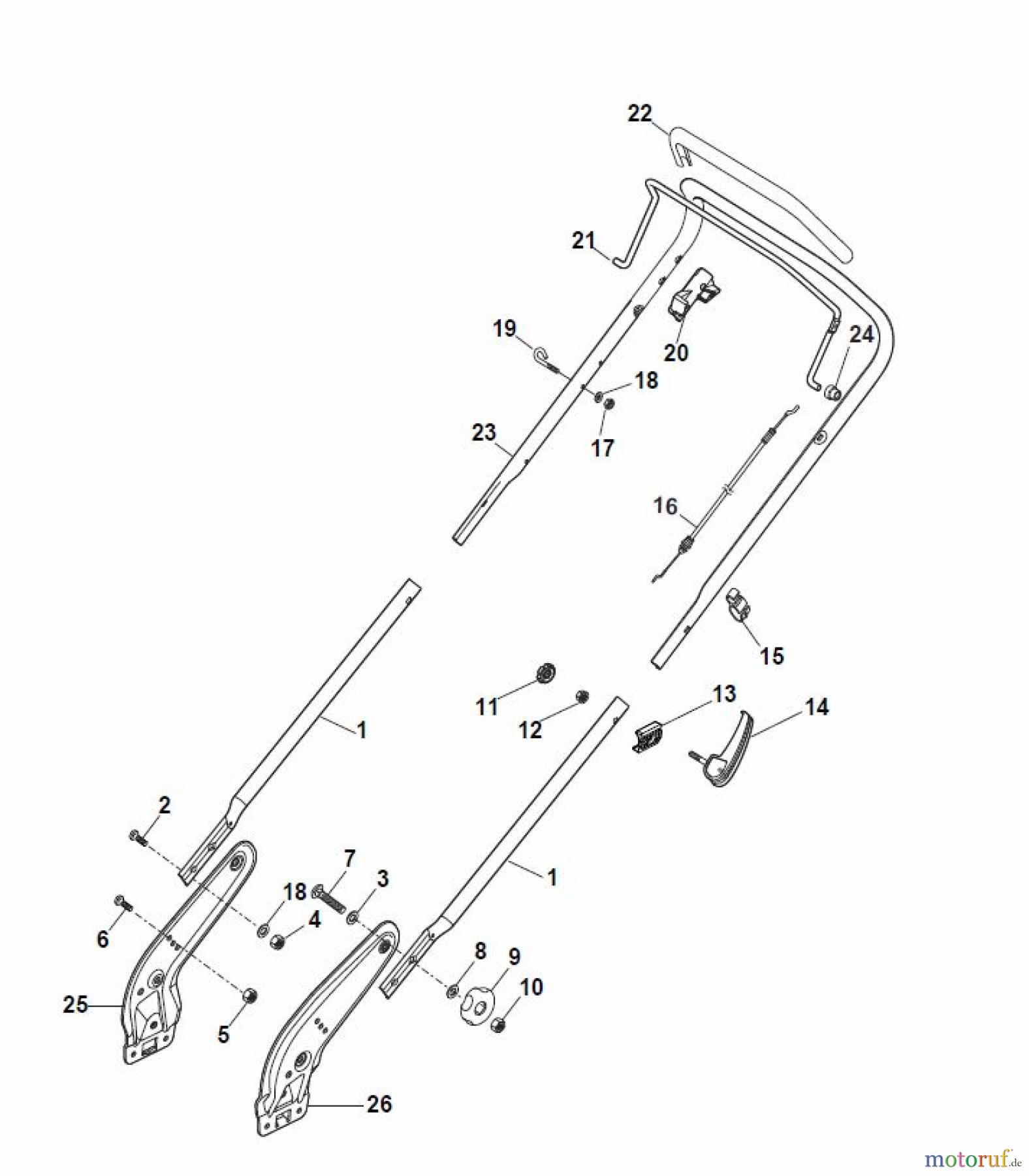  Global Garden Products GGP Rasenmäher Benzin Ohne Antrieb 2017 NTL 434-R (Roller) Handle, Upper Part