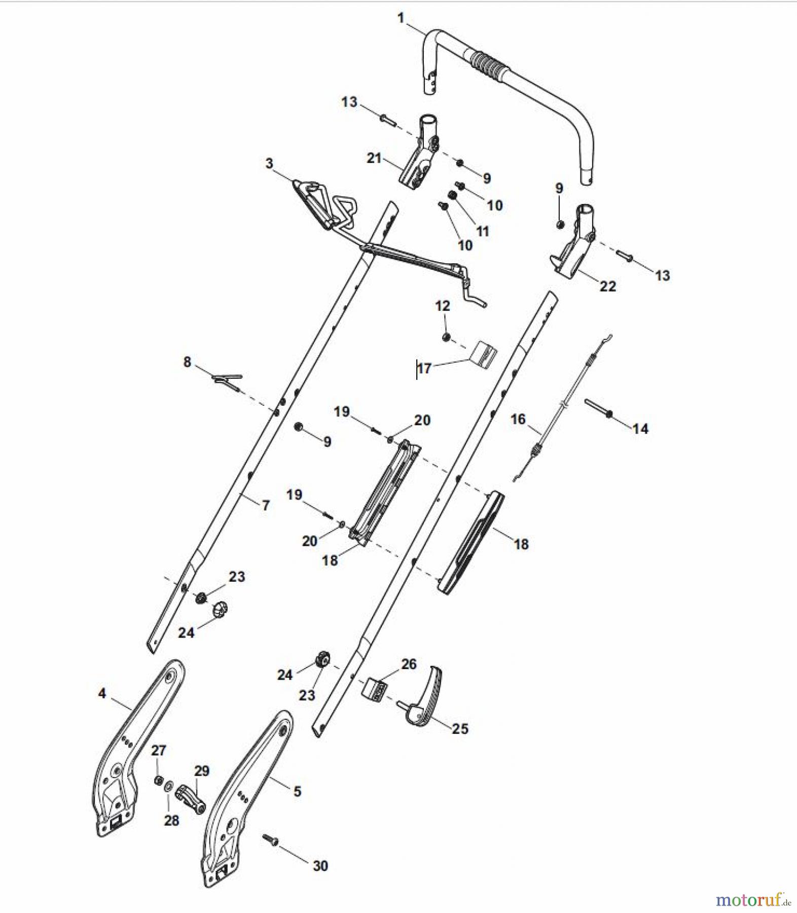  Global Garden Products GGP Rasenmäher Benzin Ohne Antrieb 2017 NTL 484 W - 484 WQ Handle, Upper Part