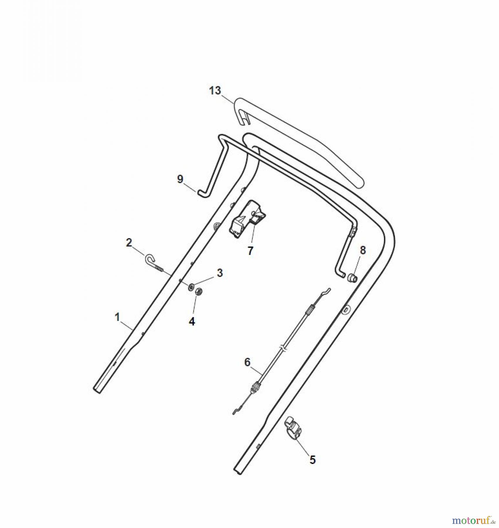  Global Garden Products GGP Rasenmäher Benzin Ohne Antrieb 2017 NTL 484 W - 484 WQ Handle, Upper Part - LUX