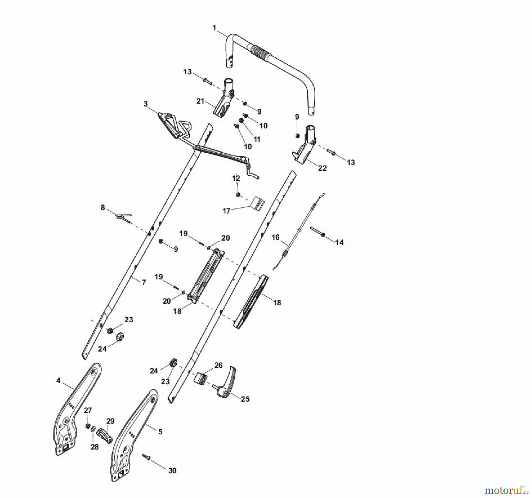  Global Garden Products GGP Rasenmäher Benzin Ohne Antrieb 2017 NTL 534 W - 534 WQ Handle, Upper Part