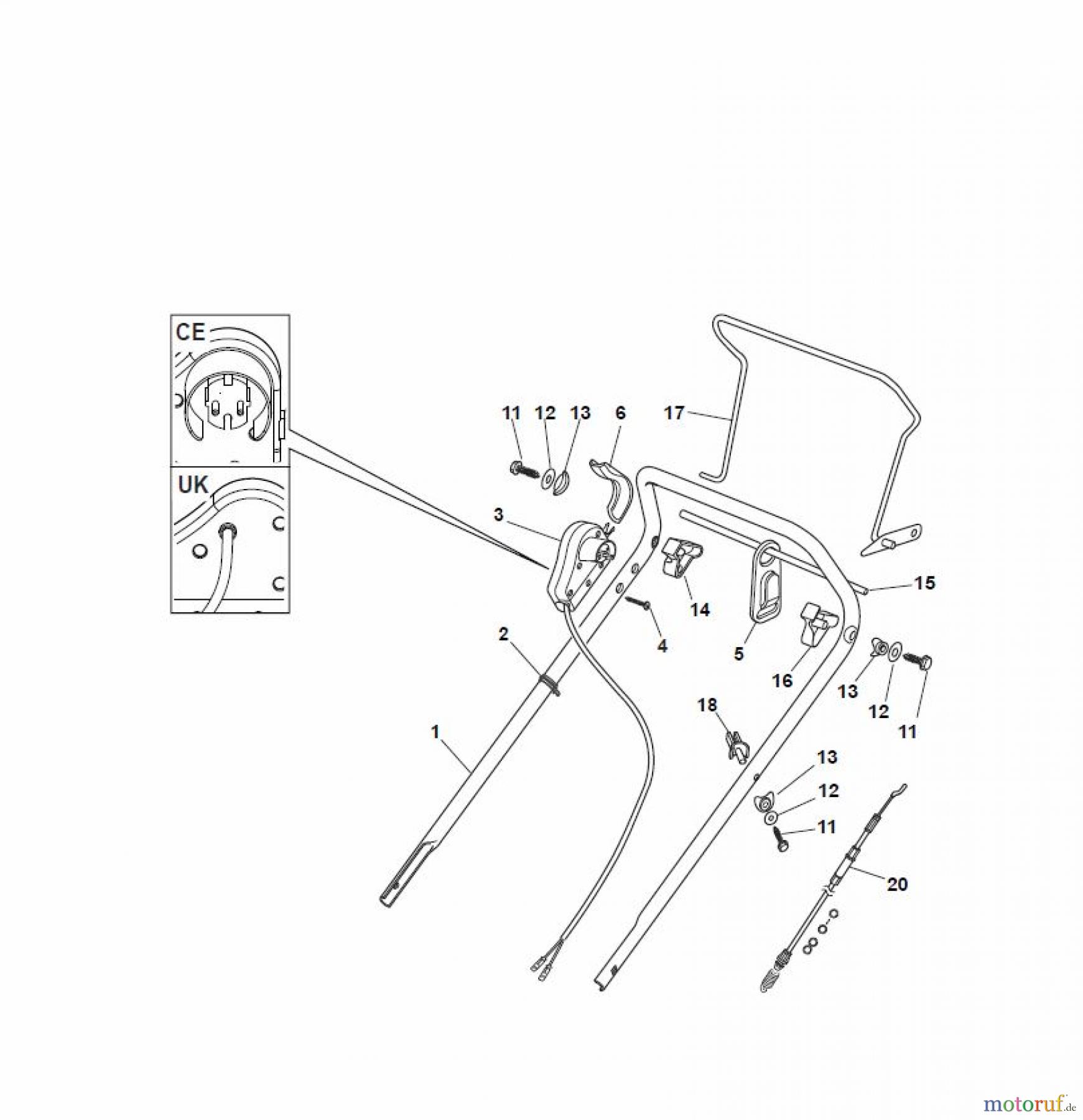  Global Garden Products GGP Rasenmäher Baujahr 2017 Elektro mit Antrieb 2017 ES 460 TR Handle, Upper Part