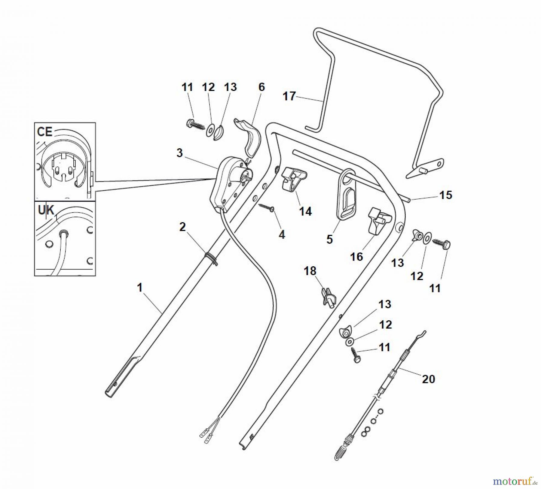  Global Garden Products GGP Rasenmäher Baujahr 2017 Elektro mit Antrieb 2017 NT 480 TR - TRQ Handle, Upper Part