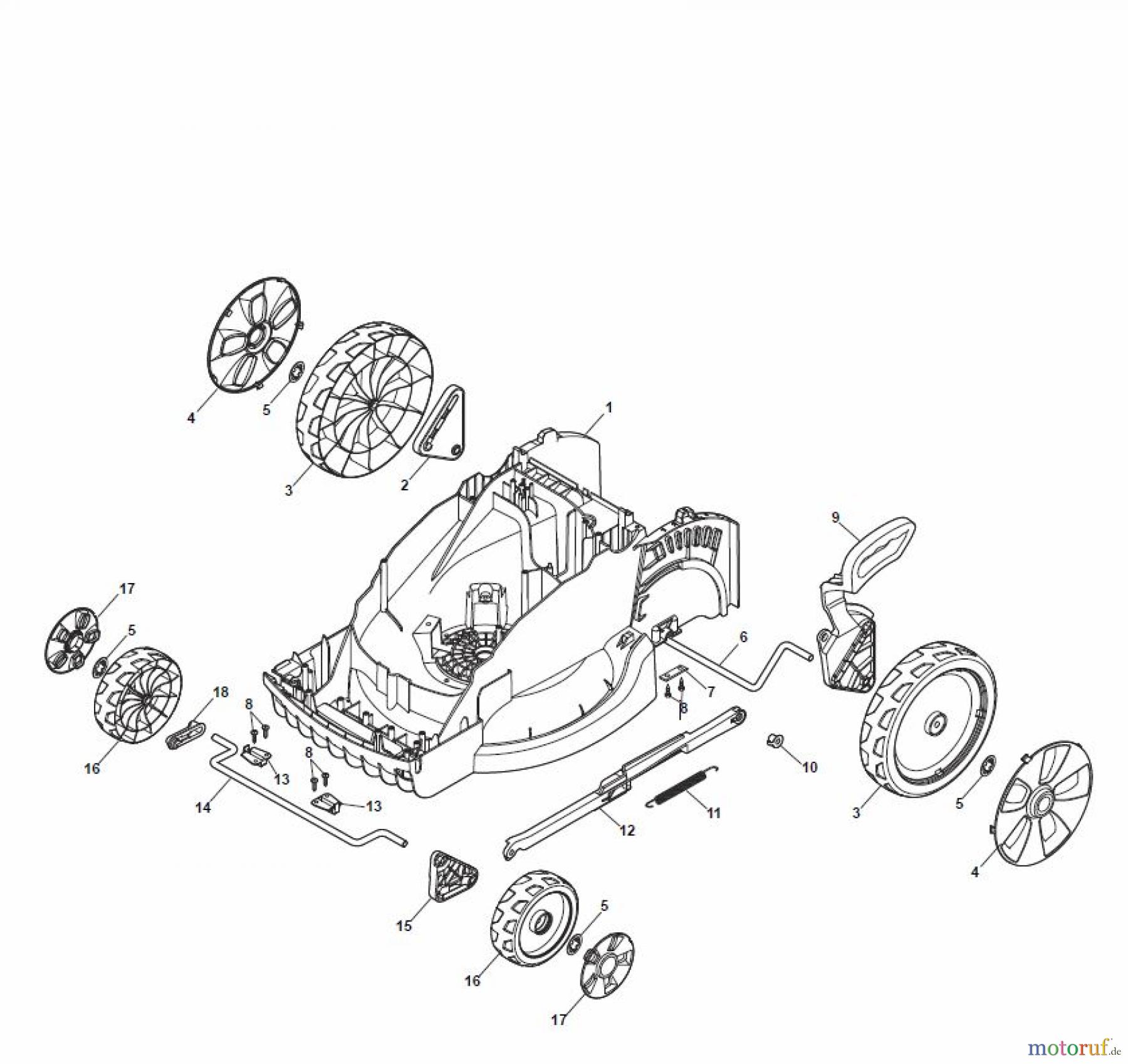  Global Garden Products GGP Rasenmäher Elektro Ohne Antrieb 2017 EL 420 Deck And Height Adjusting