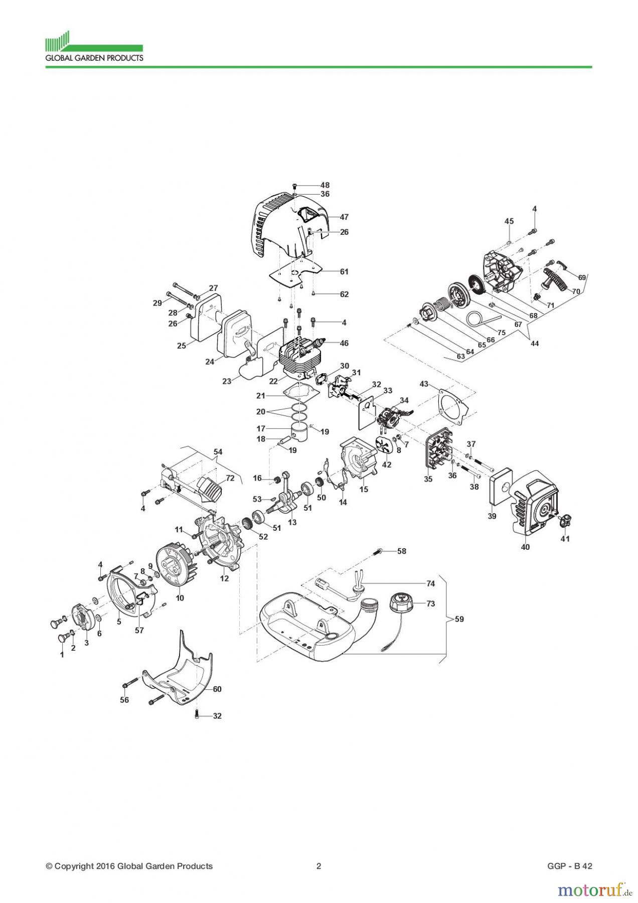  Global Garden Products GGP Motorsensen und Trimmer Benzin 2017 B 42 Engine