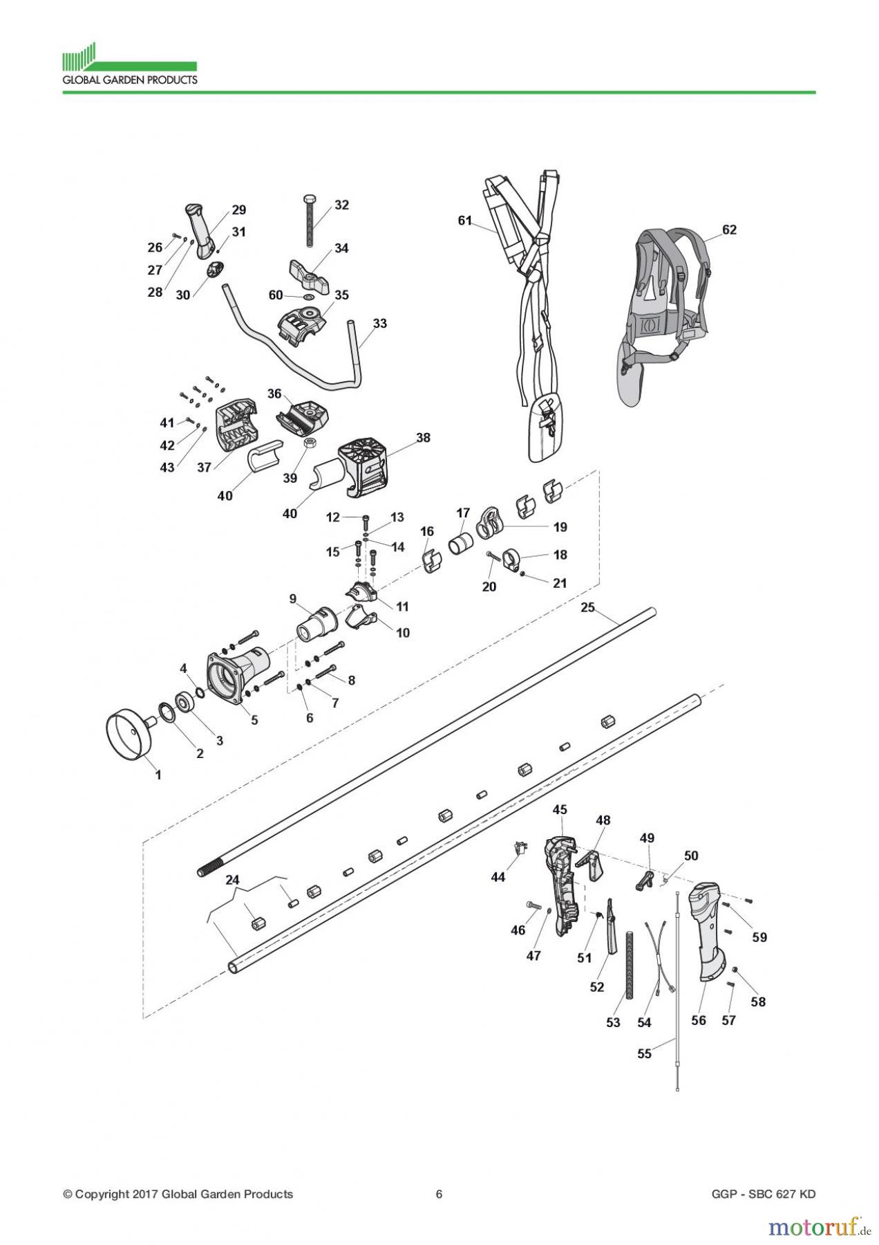  Global Garden Products GGP Motorsensen und Trimmer Benzin 2017 SBC 627 KD Transmission