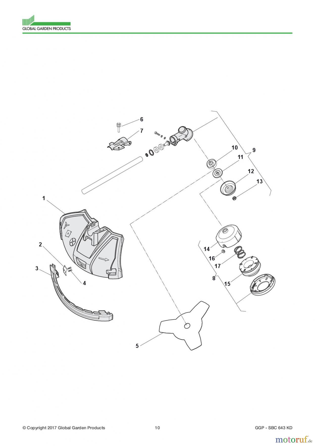  Global Garden Products GGP Motorsensen und Trimmer Benzin 2017 SBC 643 KD Gear case