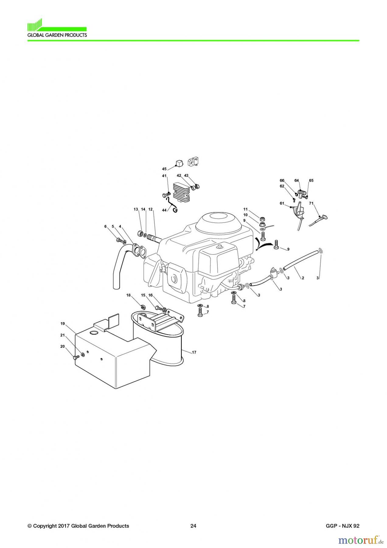  Global Garden Products GGP Aufsitzmäher Sammler Collecting 92cm 2017 NJX 92 Engine - Honda Gxv 390