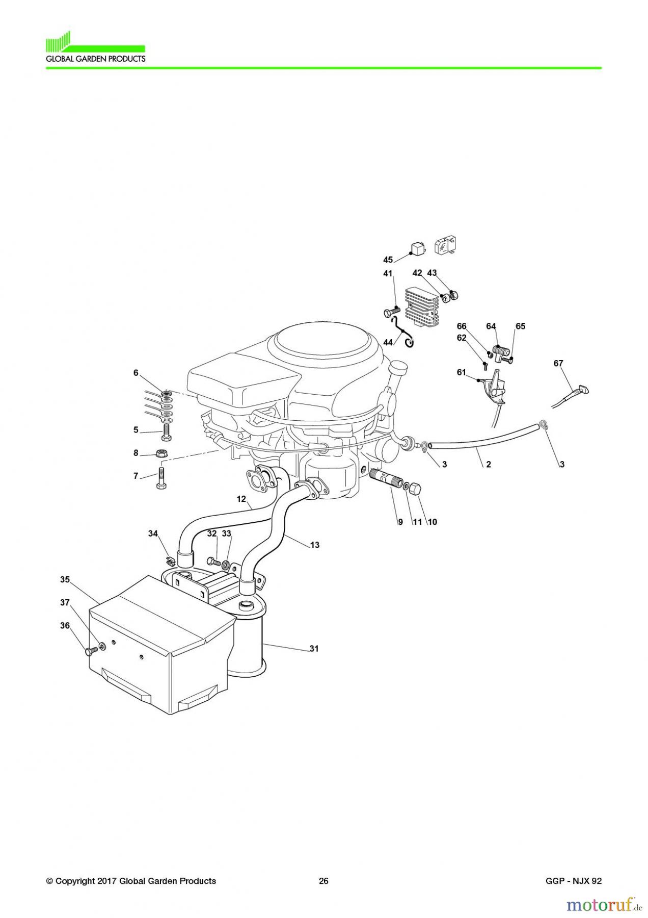  Global Garden Products GGP Aufsitzmäher Sammler Collecting 92cm 2017 NJX 92 Engine - Honda Gcv 530