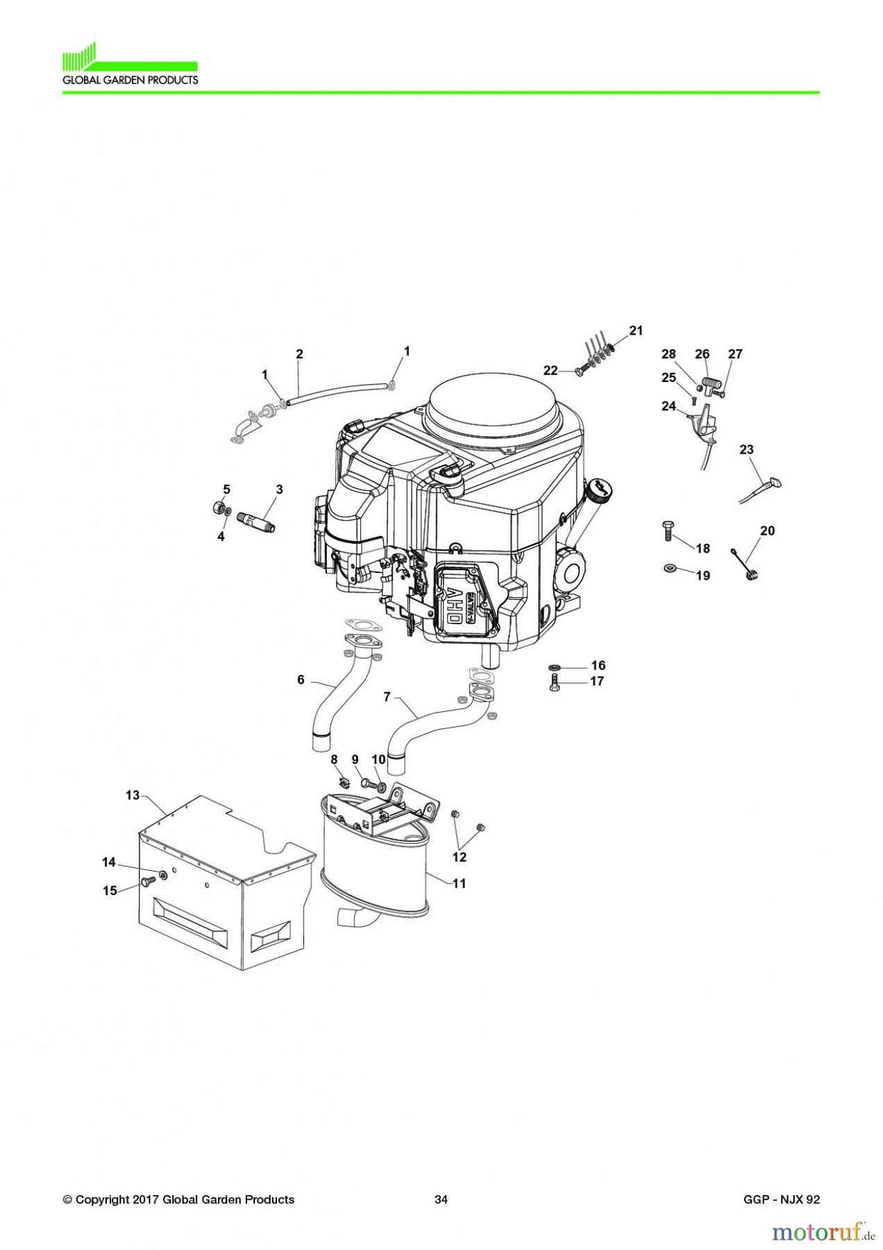  Global Garden Products GGP Aufsitzmäher Sammler Collecting 92cm 2017 NJX 92 Engine - Kawasaki FS 600 V