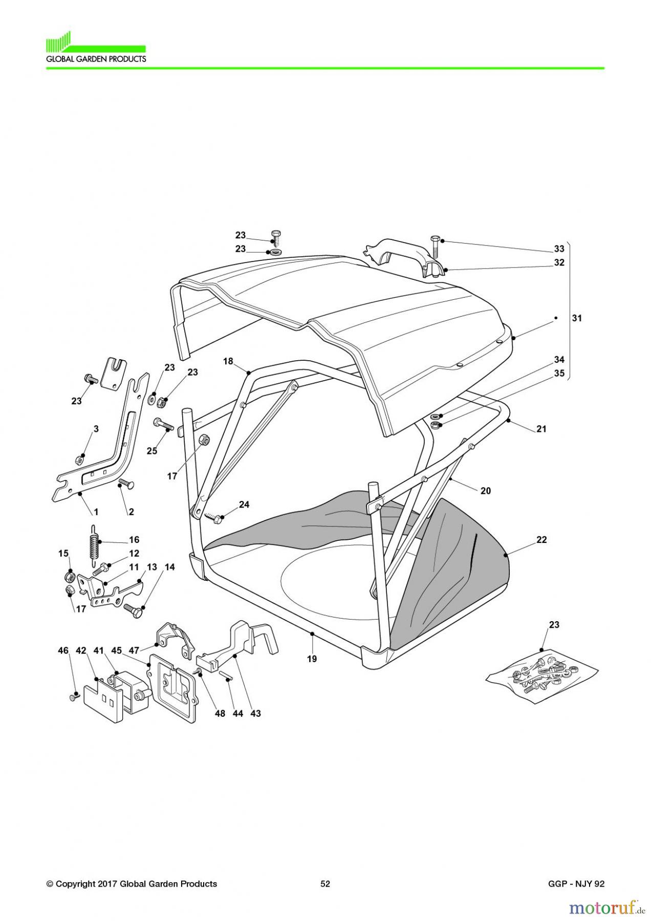  Global Garden Products GGP Aufsitzmäher Sammler Collecting 92cm 2017 NJY 92 Grass-Catcher Low End 260Lt