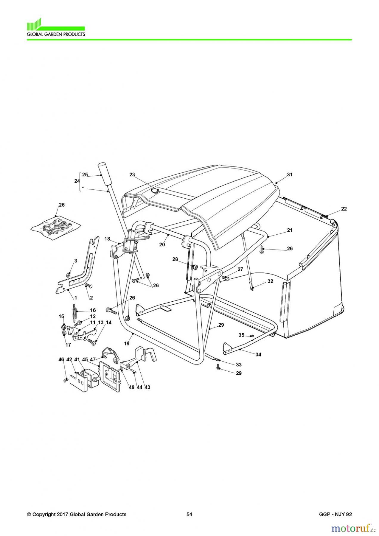  Global Garden Products GGP Aufsitzmäher Sammler Collecting 92cm 2017 NJY 92 Grass-Catcher - 290Lt