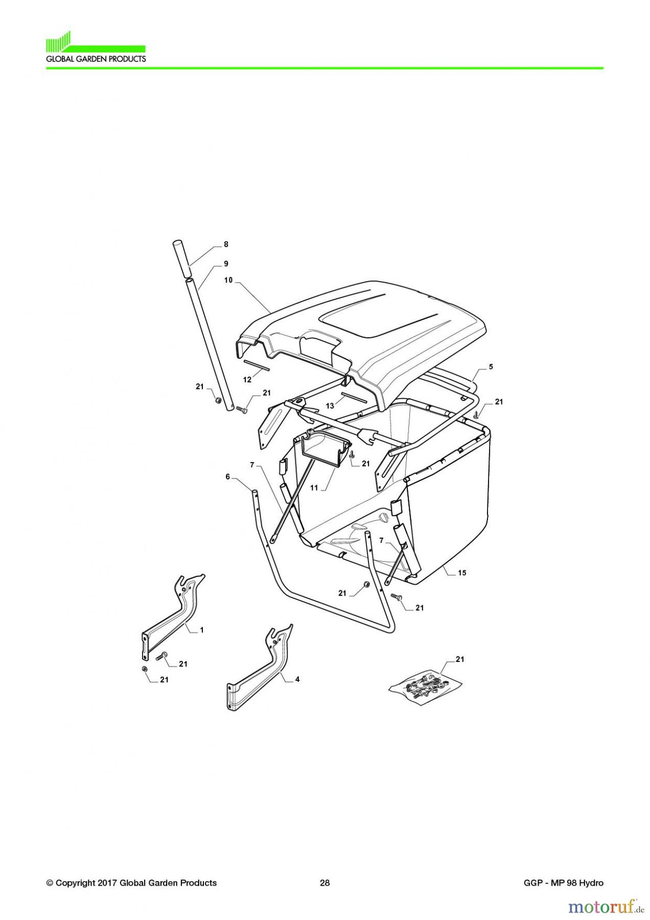 Global Garden Products Ggp Aufsitzmaher Sammler Collecting 98cm 17 Mp 98 Hydro Grasscatcher High End Spareparts