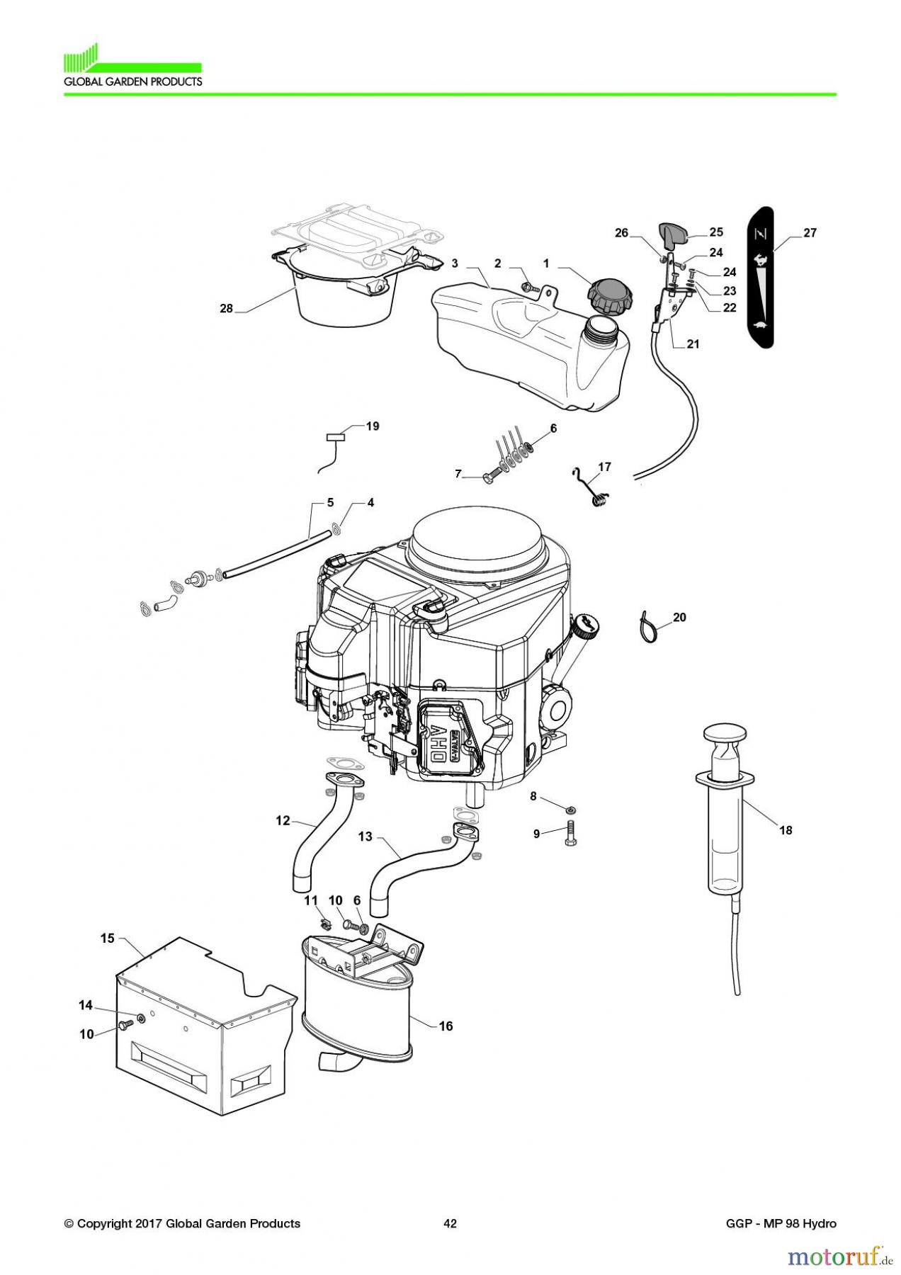  Global Garden Products GGP Aufsitzmäher Sammler Collecting 98cm 2017 MP 98 Hydro Engine - Kawasaki