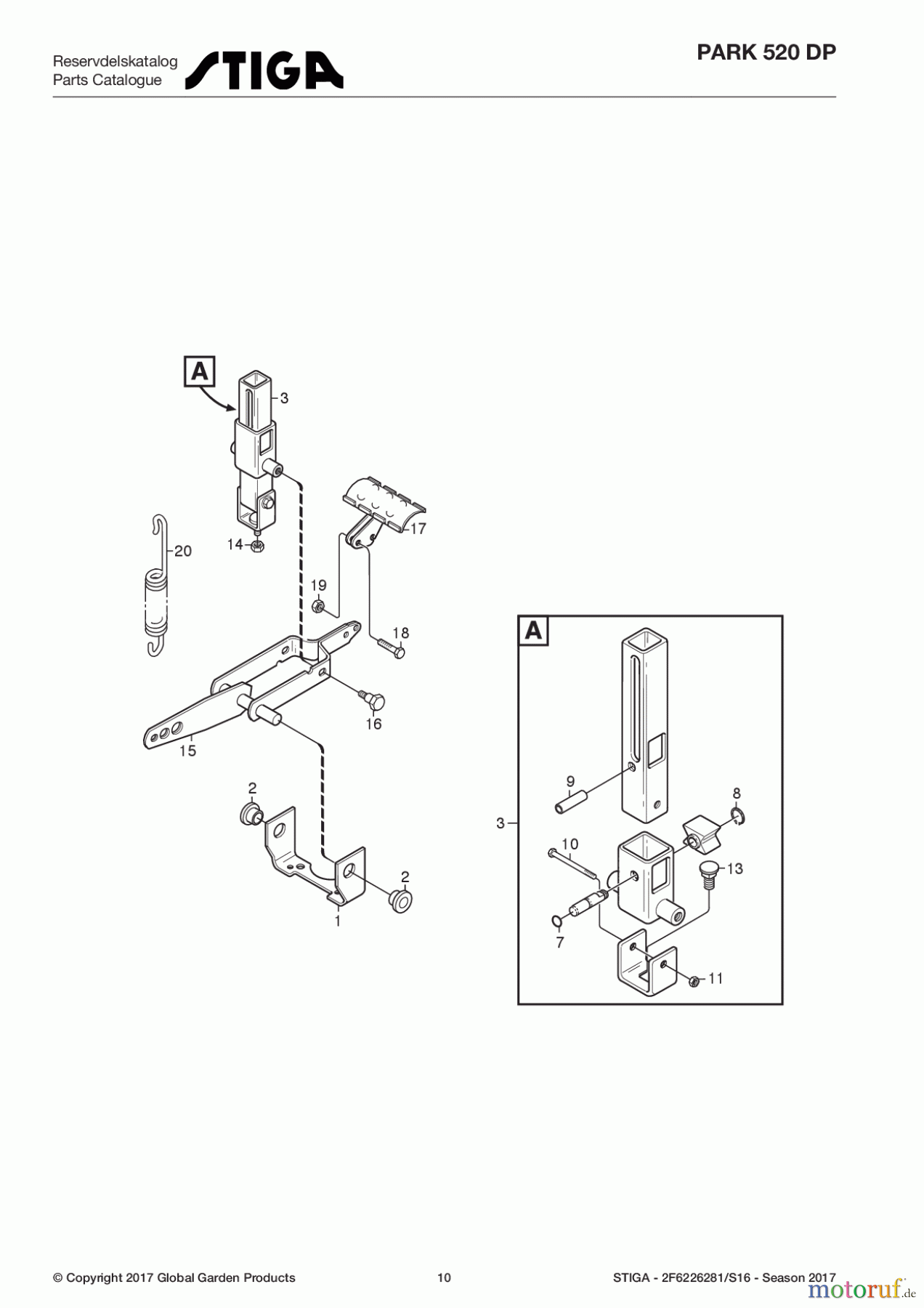  Stiga Frontmäher Baujahr 2017 Park Consumer High 2017 Park 520 DP 2F6226281/S16 - Season 2017 Pedal lift