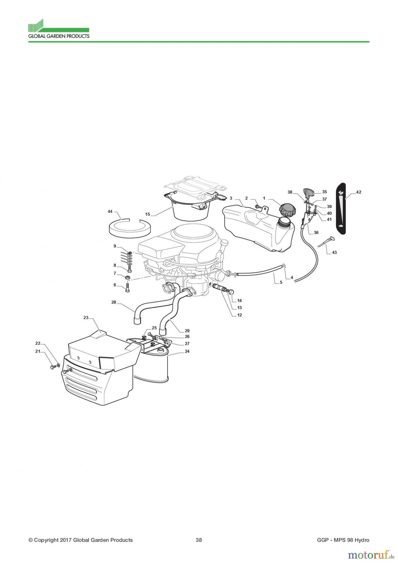  Global Garden Products GGP Aufsitzmäher Sammler Collecting 98cm 2017 MPS 98 Hydro Engine - Honda GCV 530