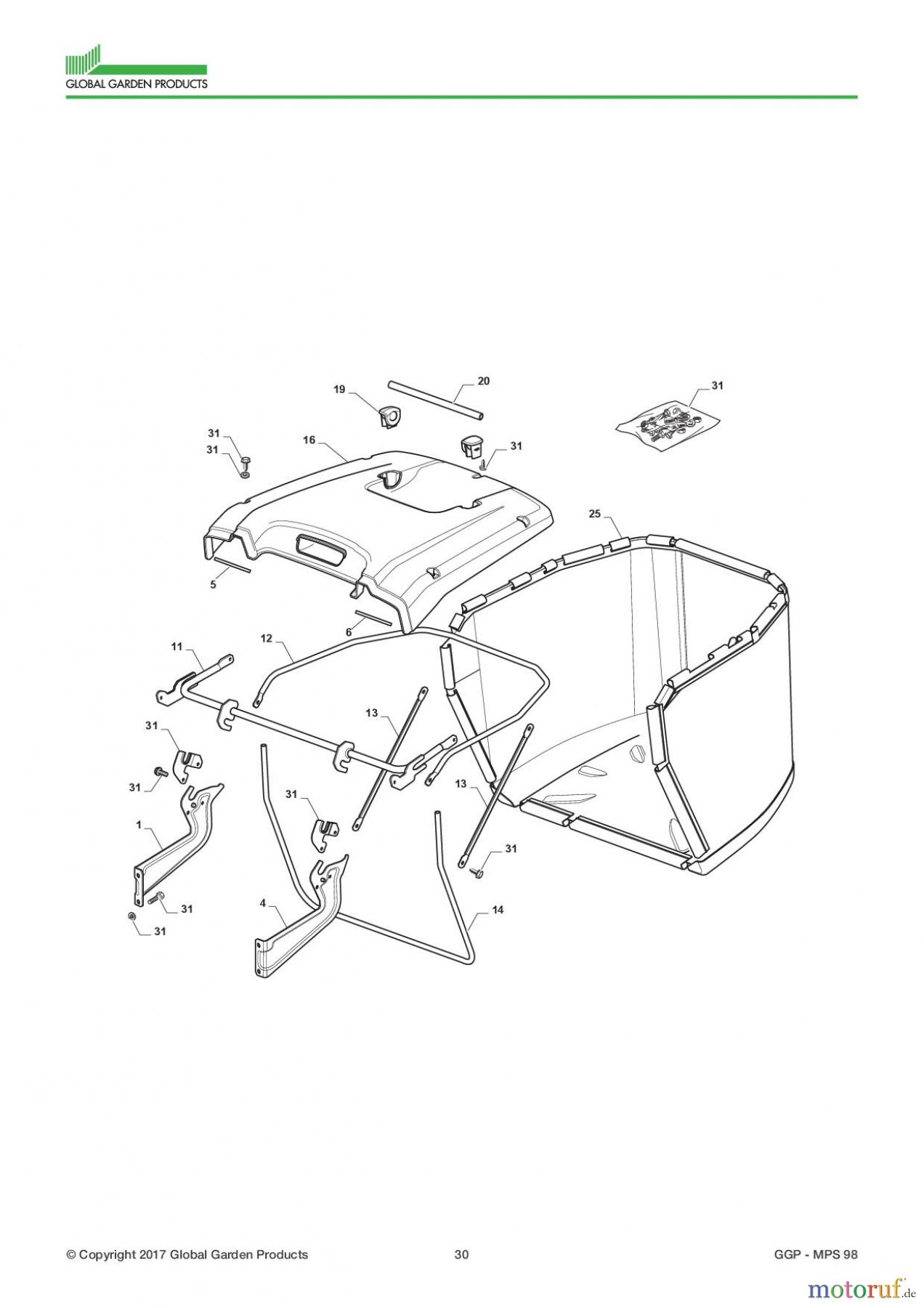  Global Garden Products GGP Aufsitzmäher Sammler Collecting 98cm 2017 MPS 98 Grasscatcher Low End