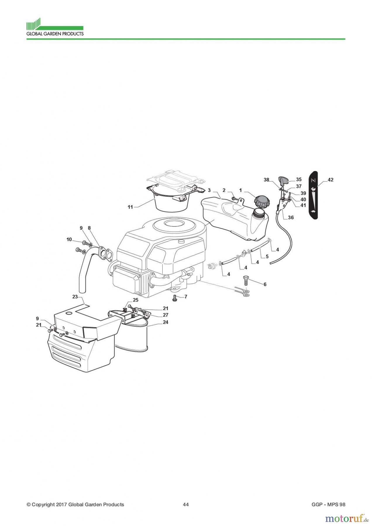  Global Garden Products GGP Aufsitzmäher Sammler Collecting 98cm 2017 MPS 98 Engine - Kohler