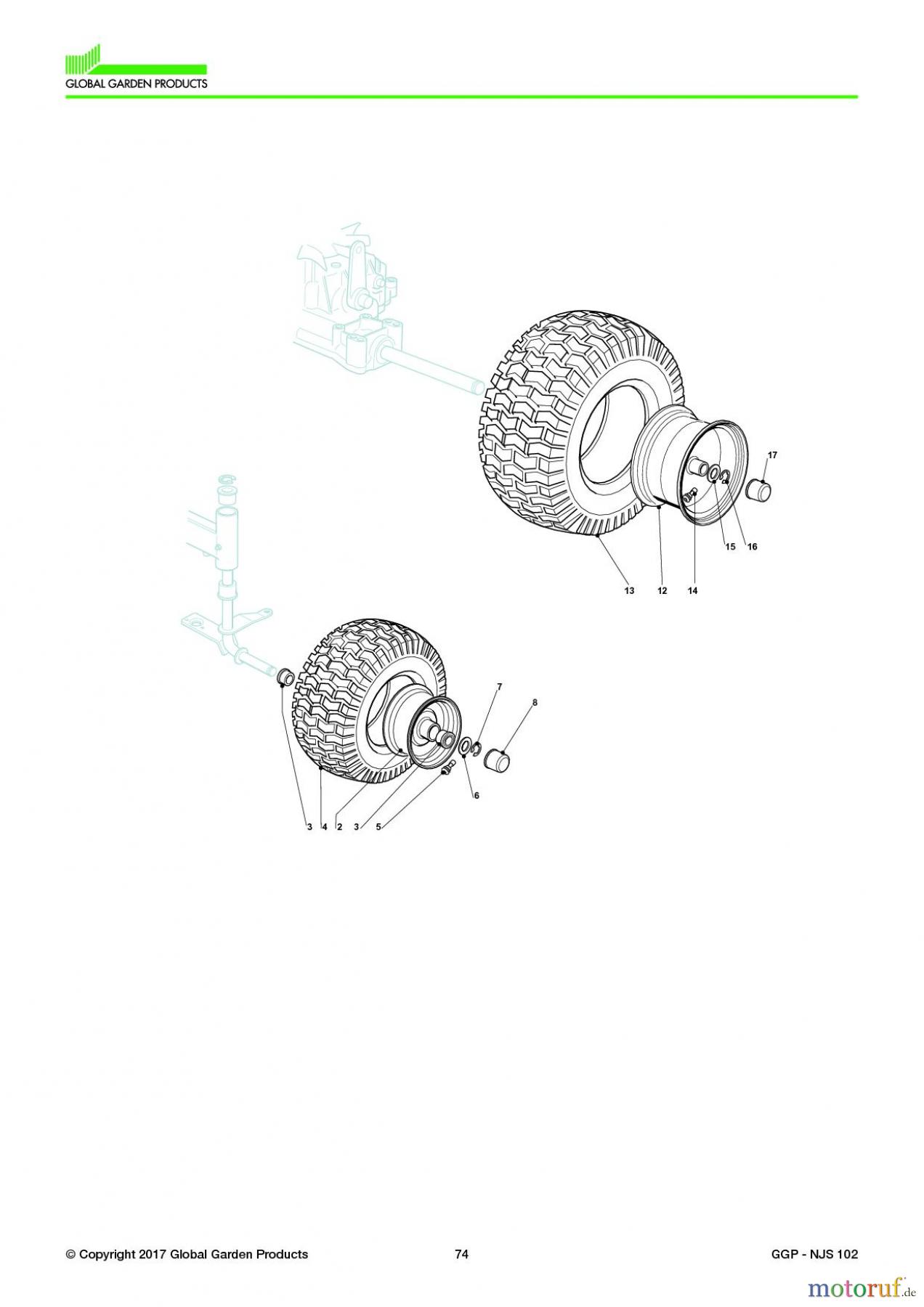  Global Garden Products GGP Aufsitzmäher Sammler Collecting 102-122cm 2017 NJS 102 Wheels