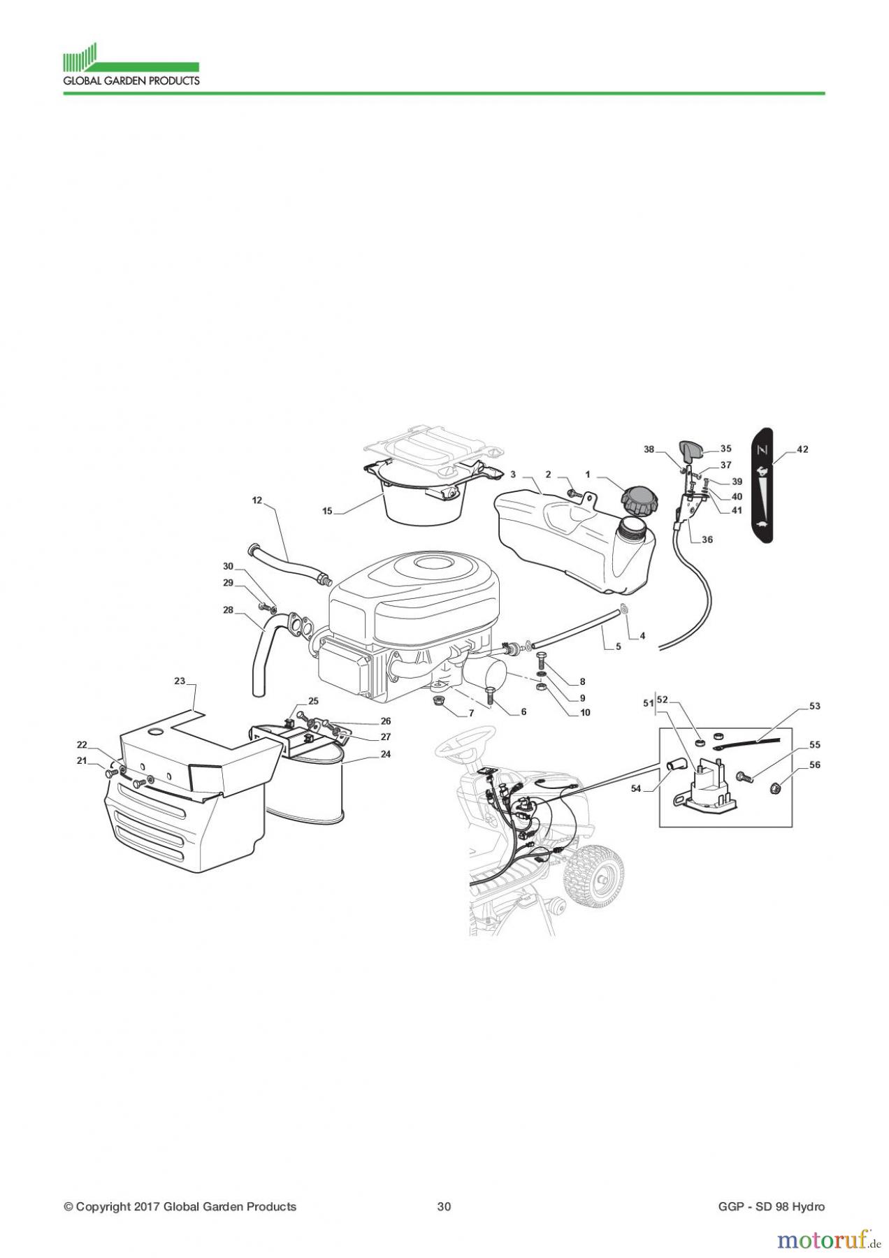  Global Garden Products GGP Aufsitzmäher Seitenauswurf 98-108cm 2017 SD 98 Hydro Engine - B&S 16,5 - 18,5 H