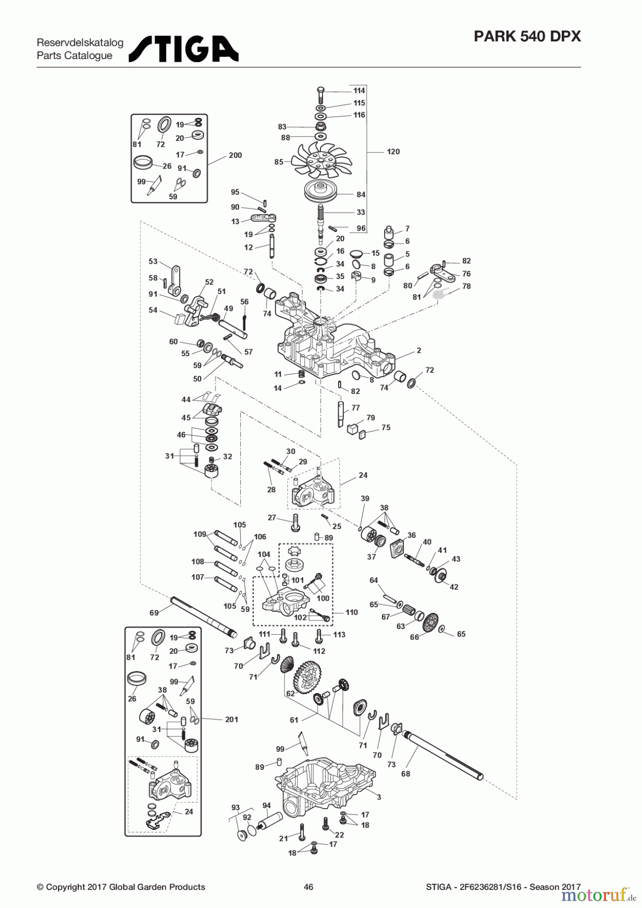  Stiga Frontmäher Grundgerät Park Consumer High 2017 Park 540 DPX 2F6236281/S16 - Season 2017 Transmission