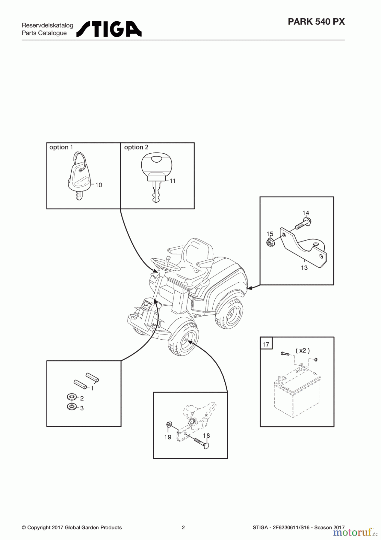  Stiga Frontmäher Baujahr 2017 Park Consumer High 2017 Park 540 PX 2F6230611/S16 - Season 2017 Assembly parts