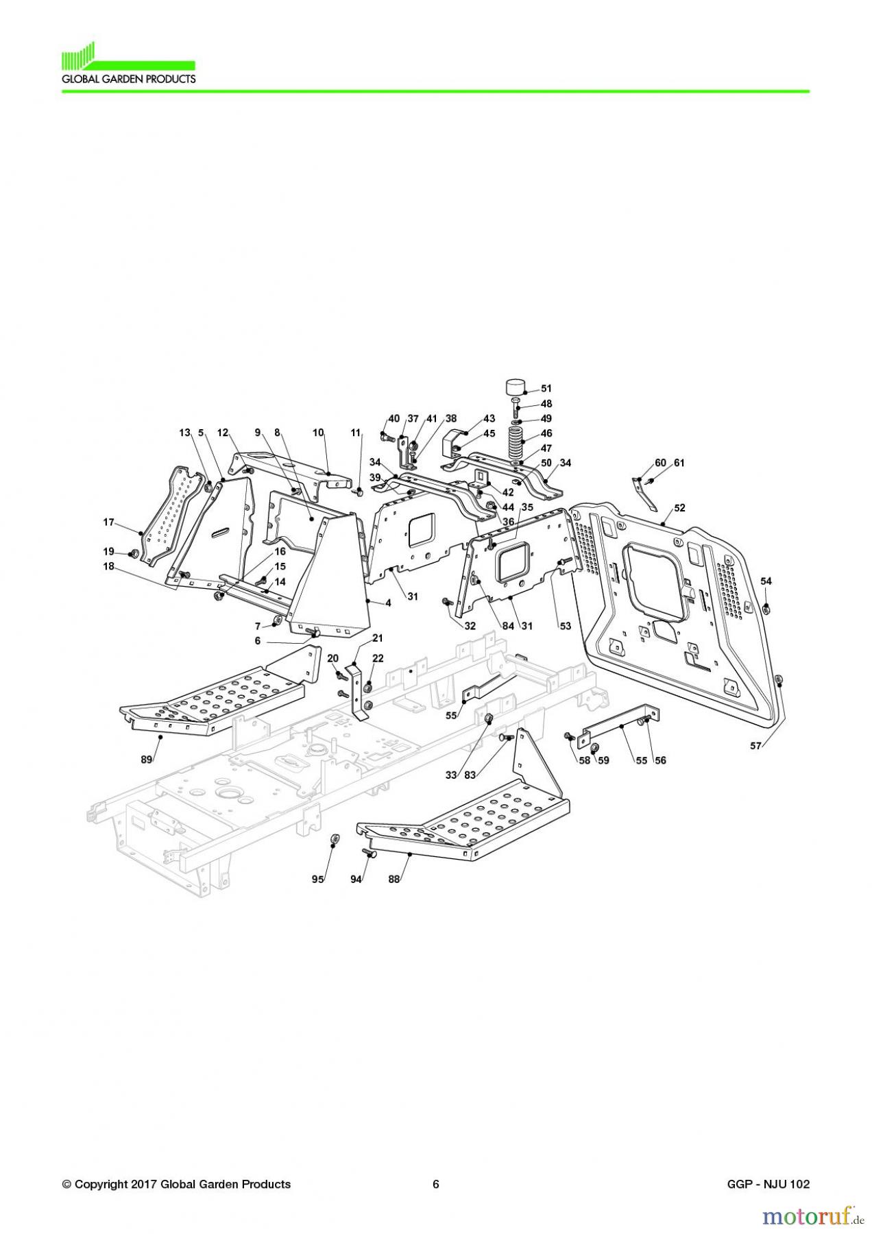  Global Garden Products GGP Aufsitzmäher Sammler Collecting 102-122cm 2017 NJU 102 Chassis