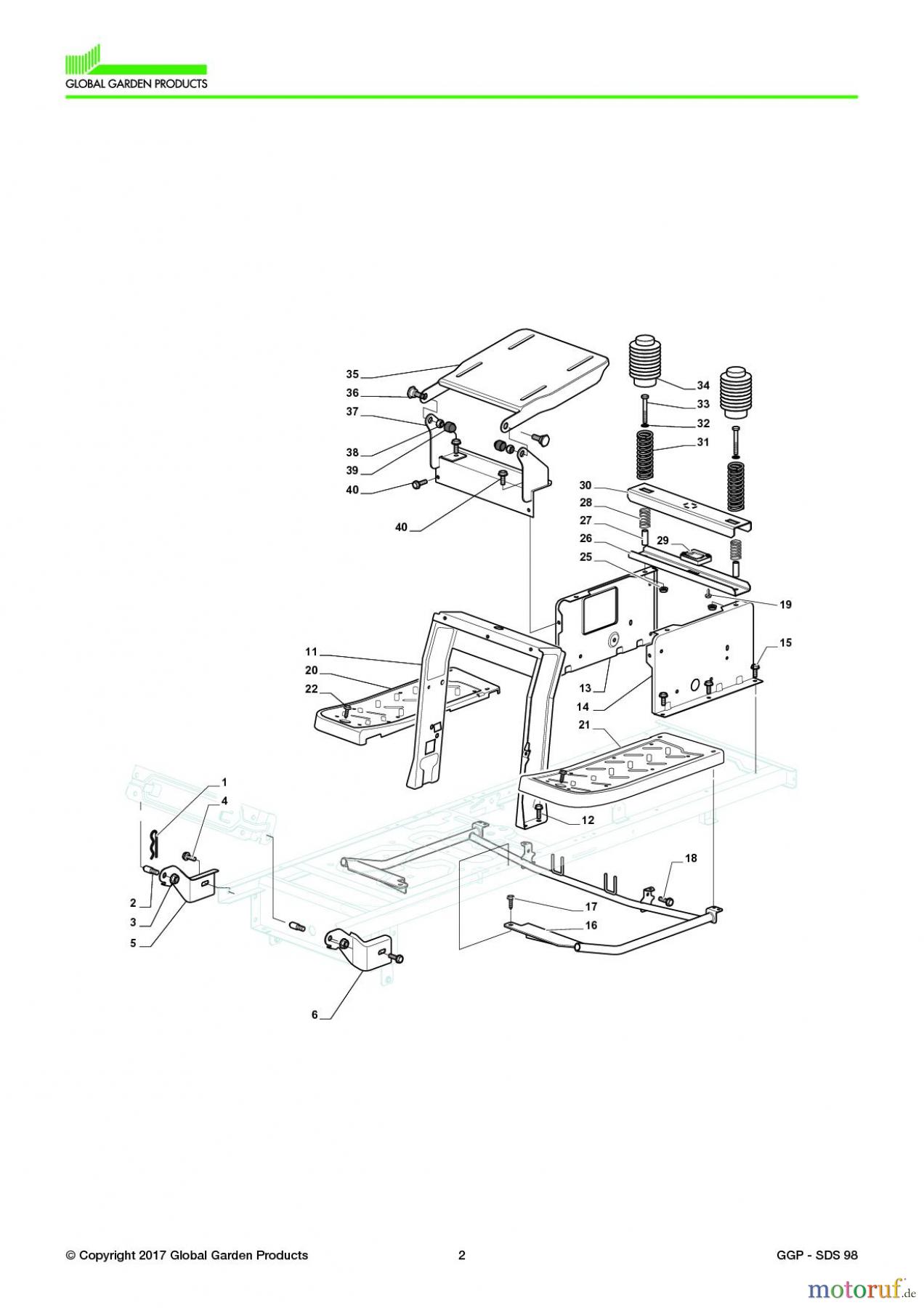  Global Garden Products GGP Aufsitzmäher Seitenauswurf 98-108cm 2017 SDS 98  Chassis