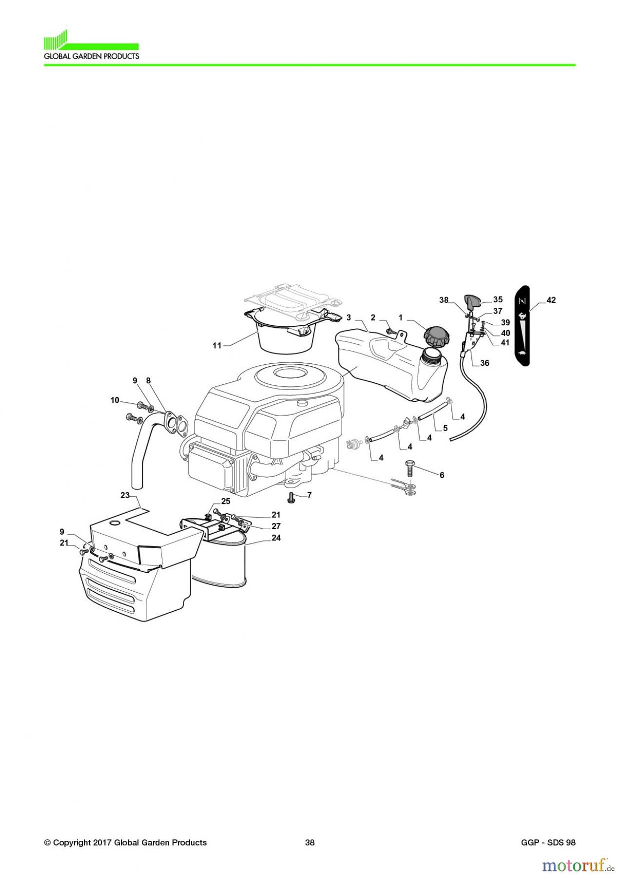  Global Garden Products GGP Aufsitzmäher Seitenauswurf 98-108cm 2017 SDS 98  Engine - Kohler