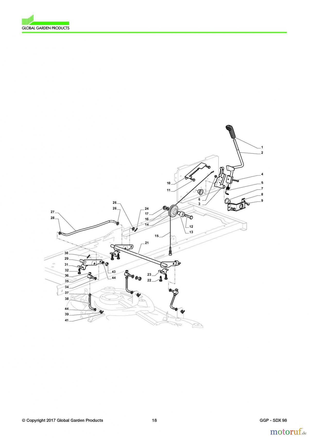  Global Garden Products GGP Aufsitzmäher Seitenauswurf 98-108cm 2017 SDX 98 Cutting Plate Lifting