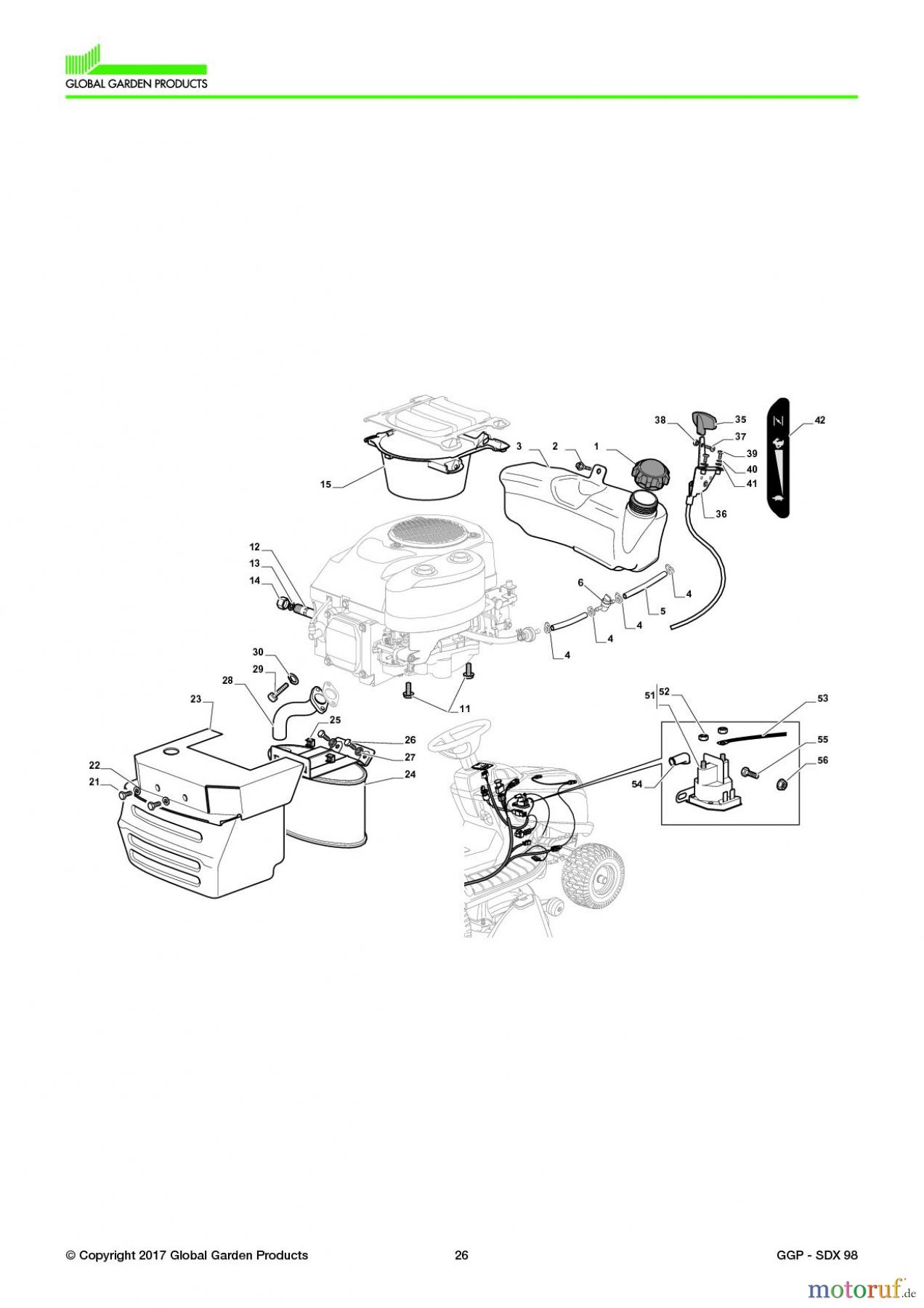  Global Garden Products GGP Aufsitzmäher Seitenauswurf 98-108cm 2017 SDX 98 Engine - GGP