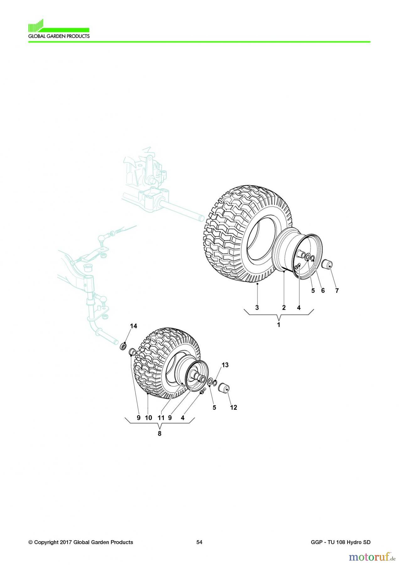  Global Garden Products GGP Aufsitzmäher Seitenauswurf 108-118cm 2017 TU 108 Hydro SD Wheels