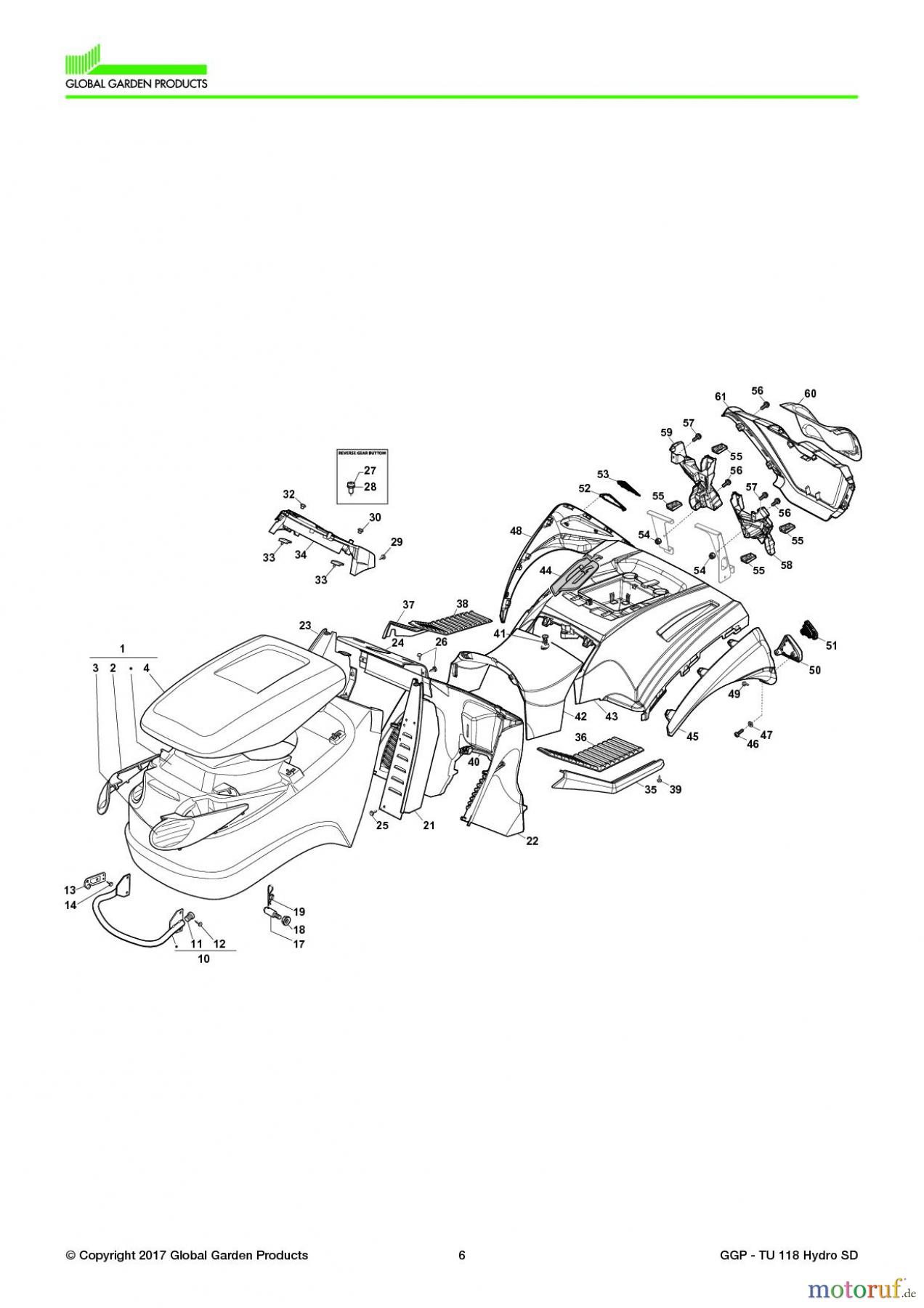  Global Garden Products GGP Aufsitzmäher Seitenauswurf 108-118cm 2017 TU 118 Hydro SD Body with twin-cylinder engine