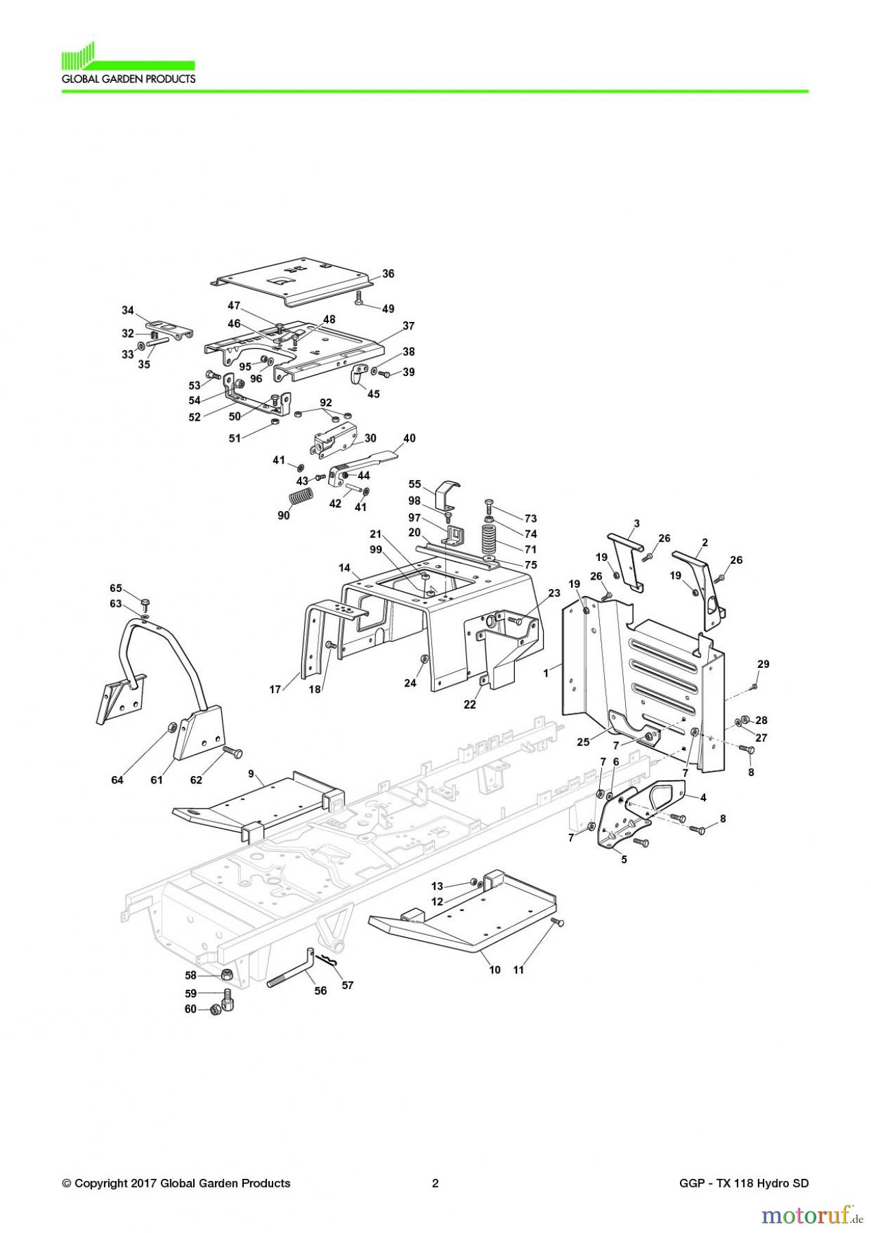  Global Garden Products GGP Aufsitzmäher Seitenauswurf 108-118cm 2017 TX 118 Hydro SD Chassis