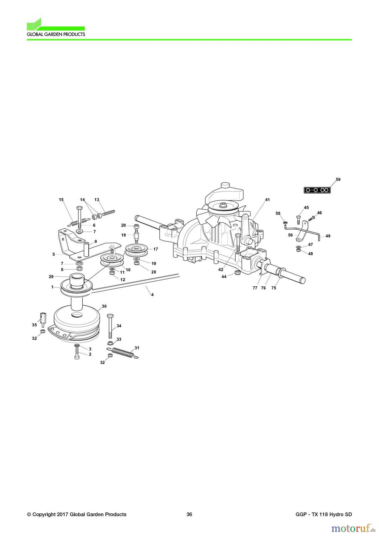  Global Garden Products GGP Aufsitzmäher Seitenauswurf 108-118cm 2017 TX 118 Hydro SD Transmission