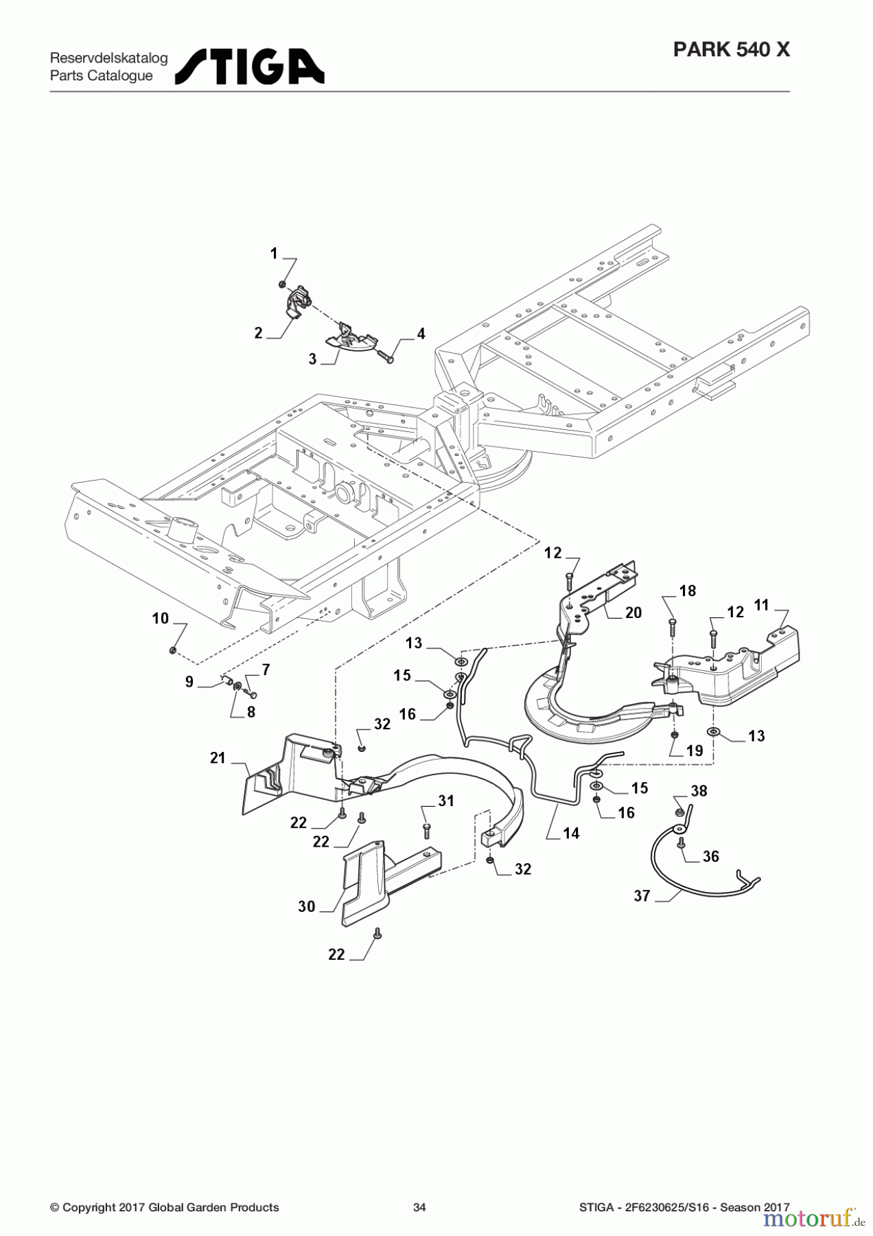  Stiga Frontmäher Grundgerät Park Consumer High 2017 Park 540 X 2F6230625/S16 - Season 2017 Protection, Belt