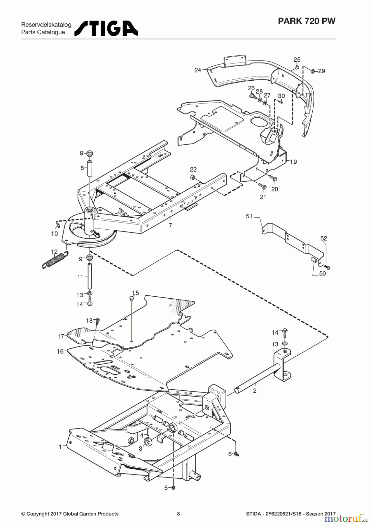  Stiga Frontmäher Grundgerät Park Consumer High 2017 Park 720 PW 2F6220621/S16 - Season 2017 Frame