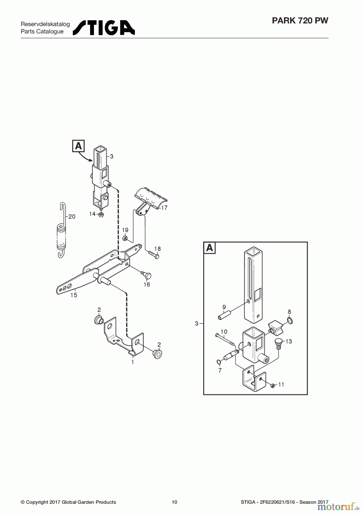  Stiga Frontmäher Baujahr 2017 Park Consumer High 2017 Park 720 PW 2F6220621/S16 - Season 2017 Pedal lift