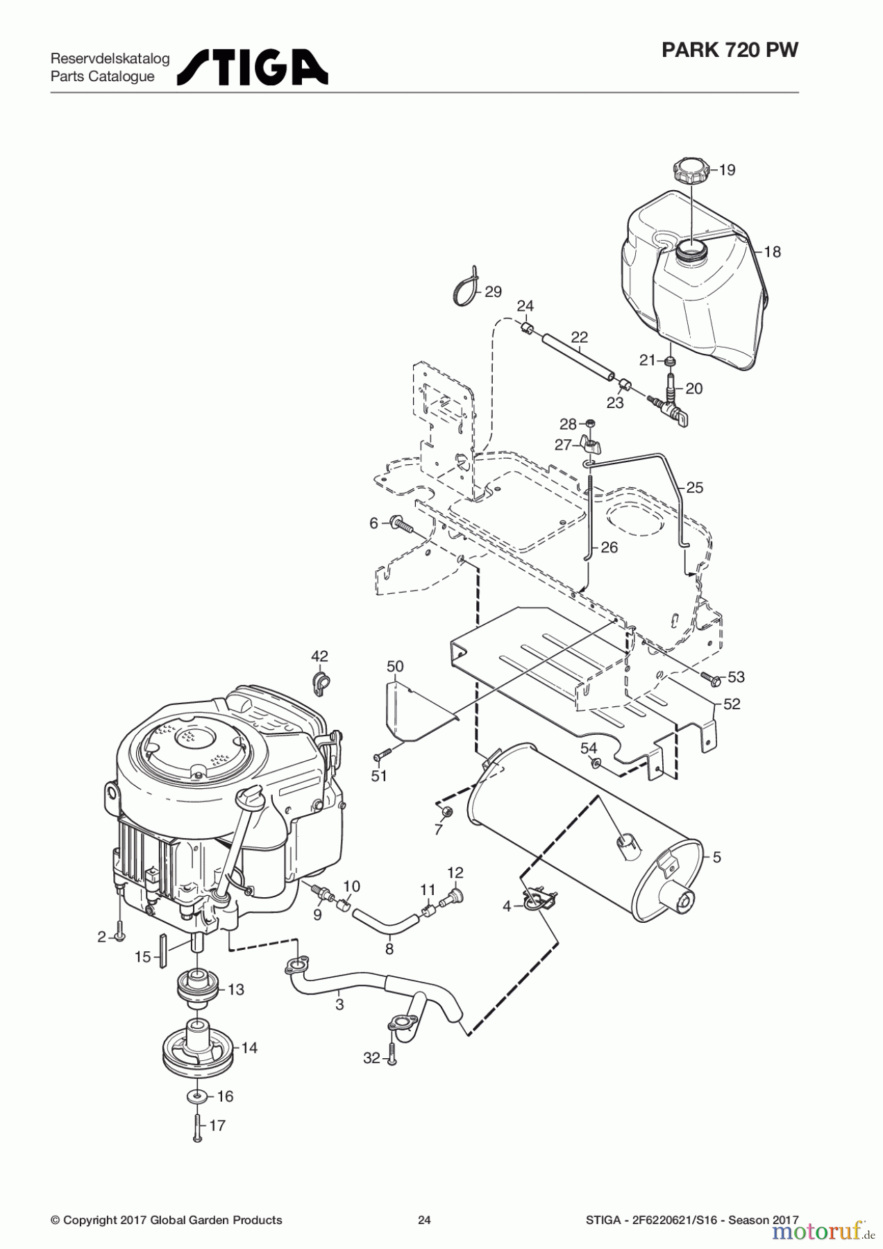  Stiga Frontmäher Baujahr 2017 Park Consumer High 2017 Park 720 PW 2F6220621/S16 - Season 2017 Engine