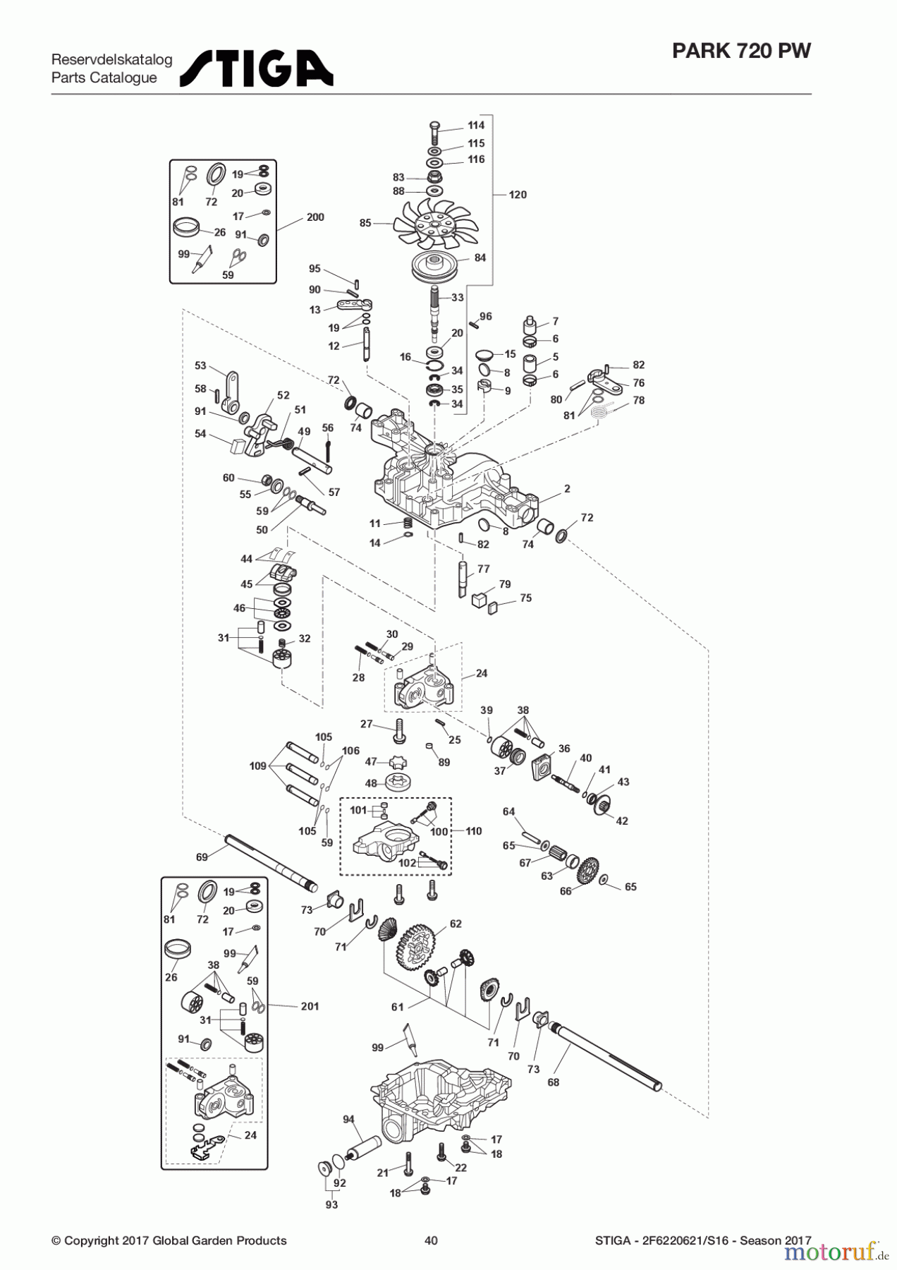  Stiga Frontmäher Baujahr 2017 Park Consumer High 2017 Park 720 PW 2F6220621/S16 - Season 2017 Transmission