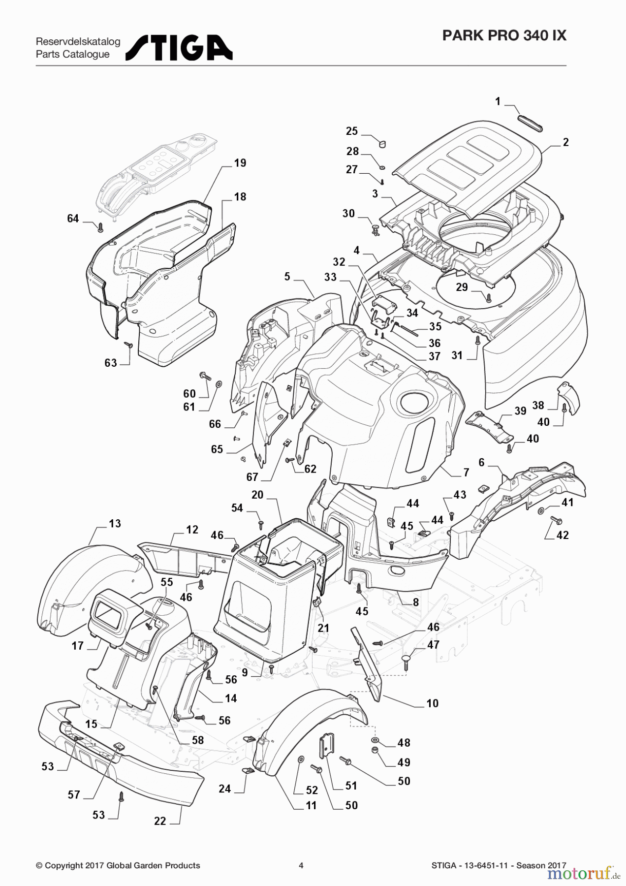  Stiga Frontmäher Baujahr 2017 Park Pro 2017 Park Pro 340 IX 13-6451-11 - Season 2017 Body