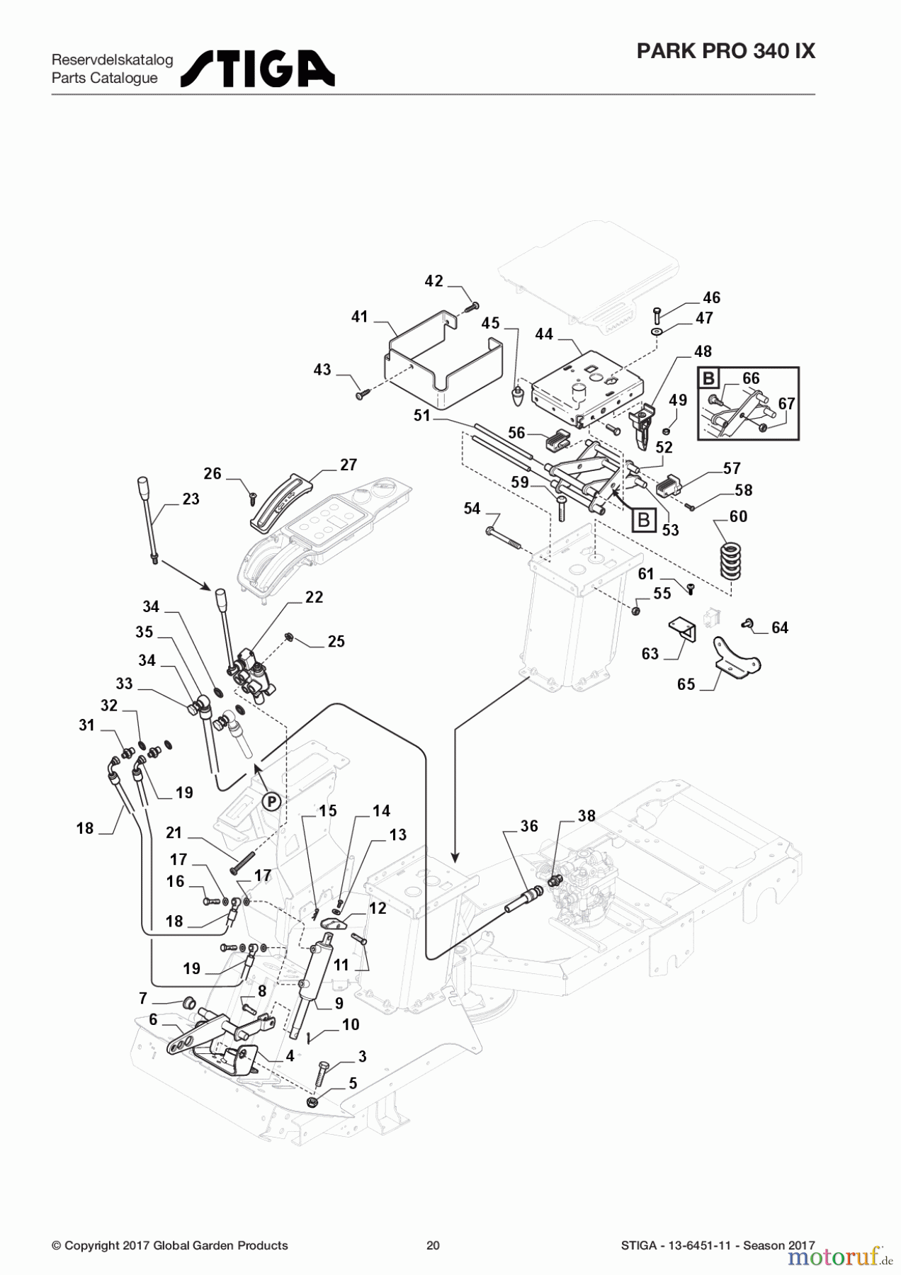  Stiga Frontmäher Grundgerät Park Pro 2017 Park Pro 340 IX 13-6451-11 - Season 2017 Hydraulic Lift