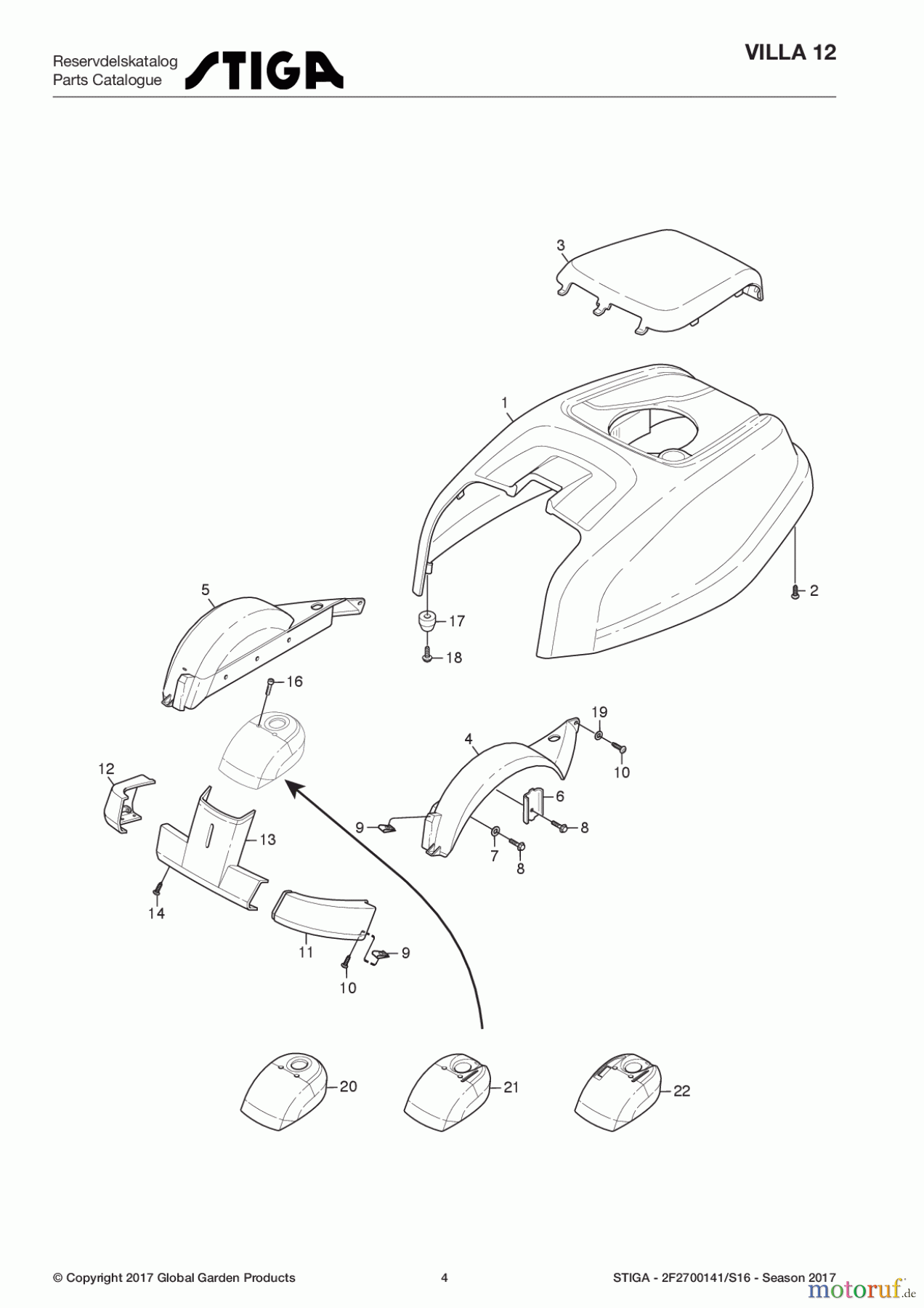  Stiga Frontmäher Baujahr 2017 Villa - Ready 2017 Villa 12 2F2700141/S16 - Season 2017 Body Work