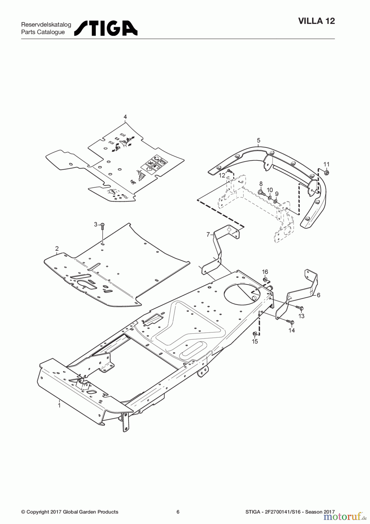  Stiga Frontmäher Baujahr 2017 Villa - Ready 2017 Villa 12 2F2700141/S16 - Season 2017 Frame
