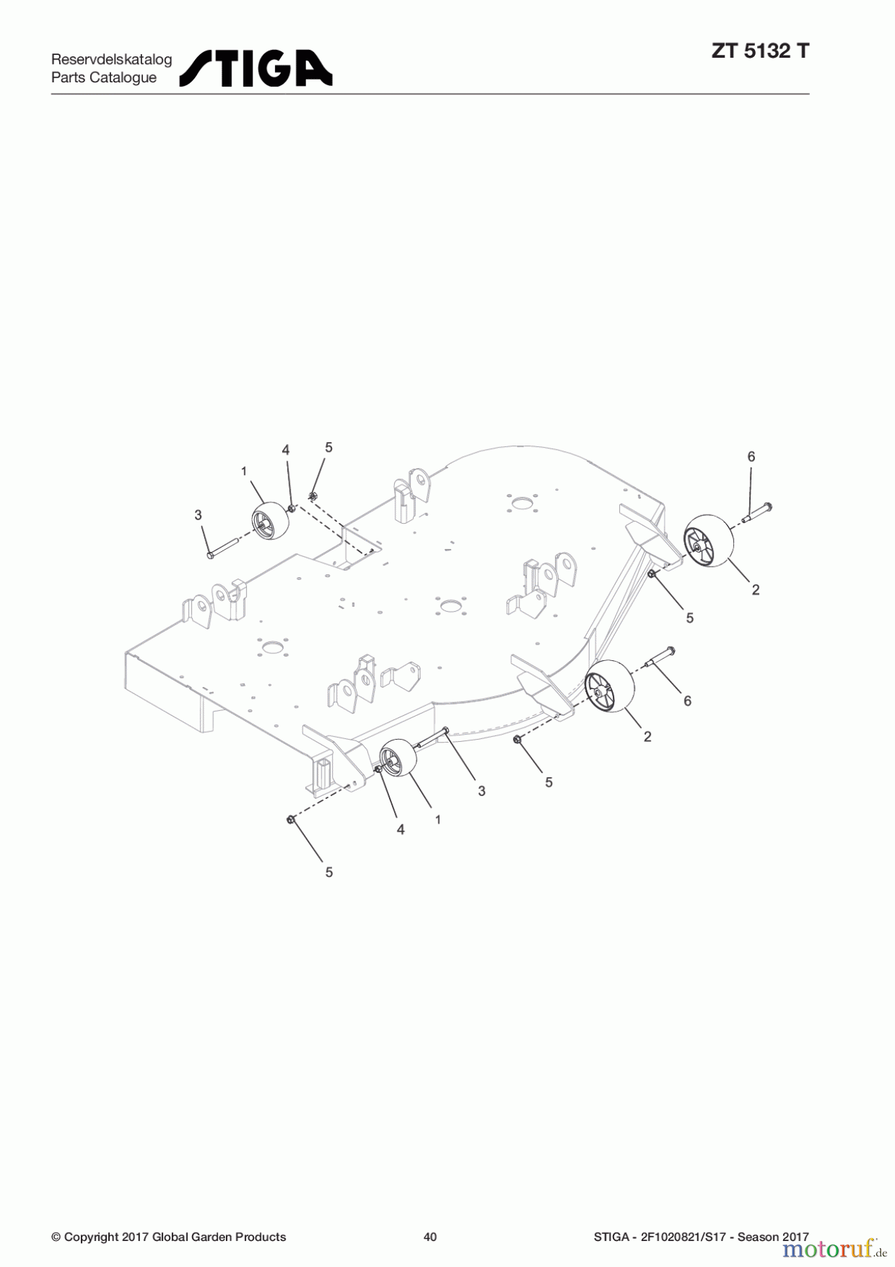  Stiga Frontmäher Zero Turn Mowers 2017 ZT 5132 T 2F1020821/S17 - Season 2017 Anti-Scalp Rollers