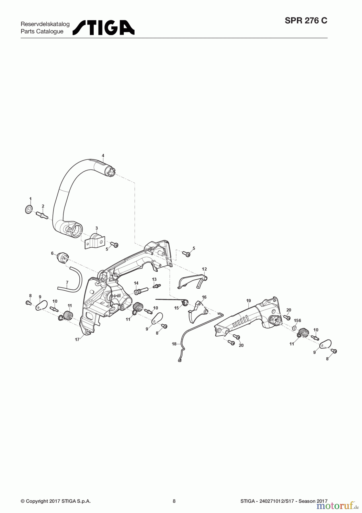  Stiga Kettensägen Benzin 2017 SPR 276 C 240271012/S17 - Season 2017 Housing