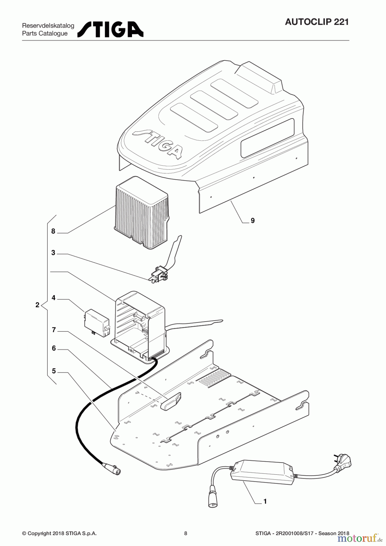  Stiga Mähroboter Baujahr 2017 Autoclip 200 2017 Autoclip 221 2R2001008/S17 - Season 2018 Recharging Base