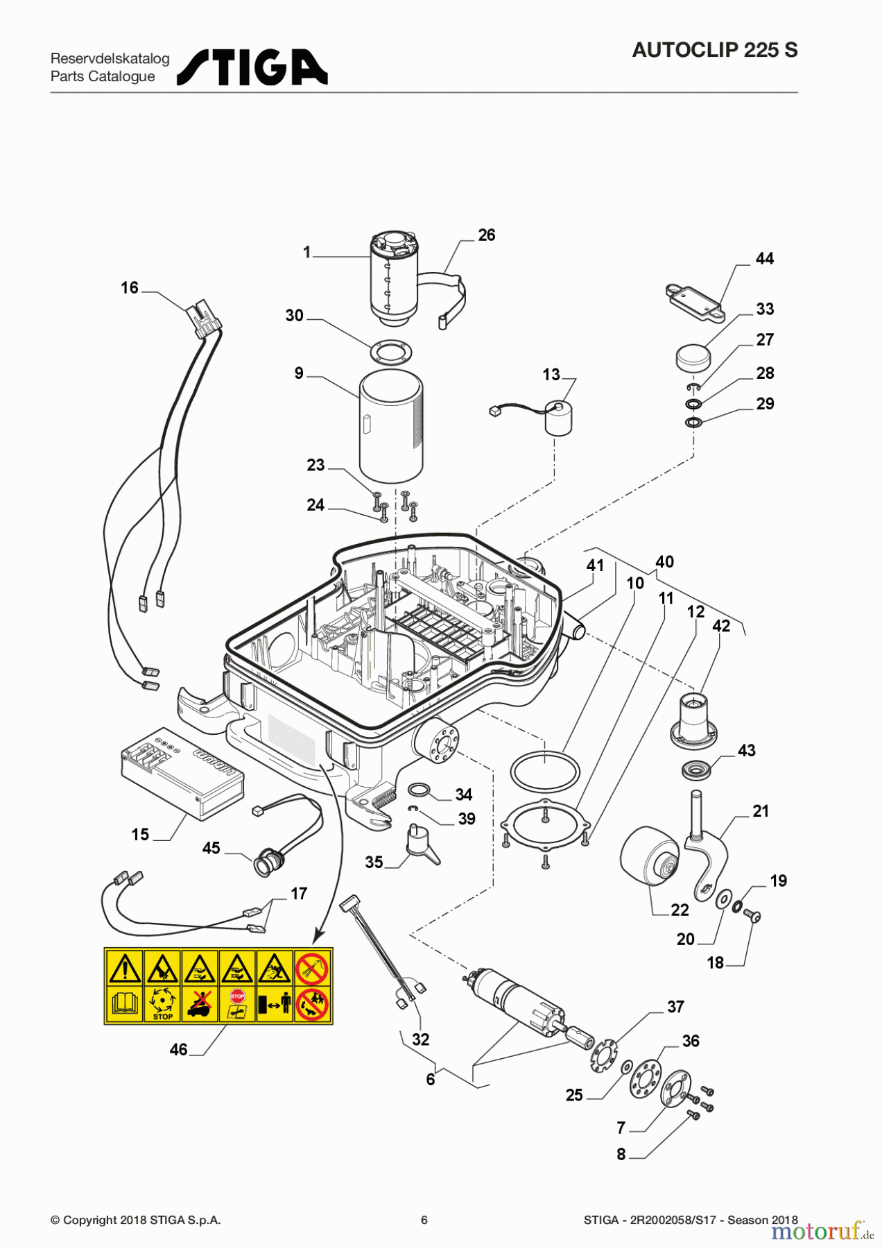  Stiga Mähroboter Baujahr 2017 Autoclip 200 2017 Autoclip 225 S 2R2002058/S17 - Season 2018 Motor, Transmission