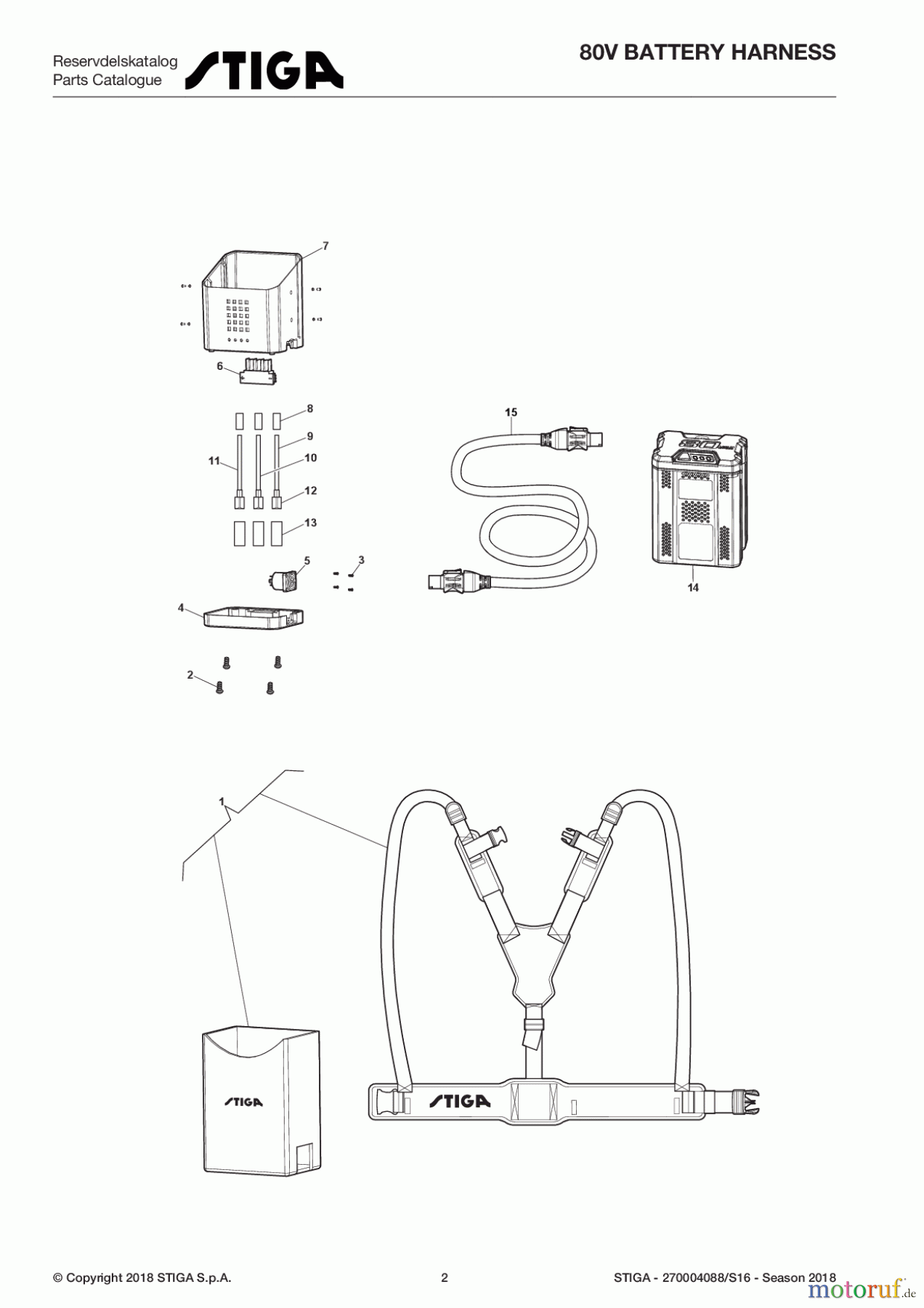  Stiga Motorsensen, Trimmer Baujahr 2017 Akku Baujahr 2017 80V BATTERY HARNESS 270004088/S16 - Season 2017 Bretella