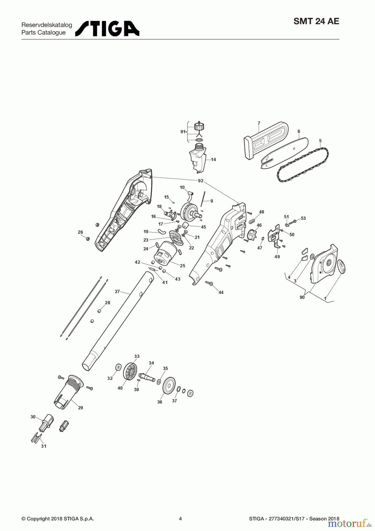  Stiga Motorsensen, Trimmer Baujahr 2017 Akku Baujahr 2017 SMT 24 AE 277340321/S17 - Season 2017 Pole Pruner