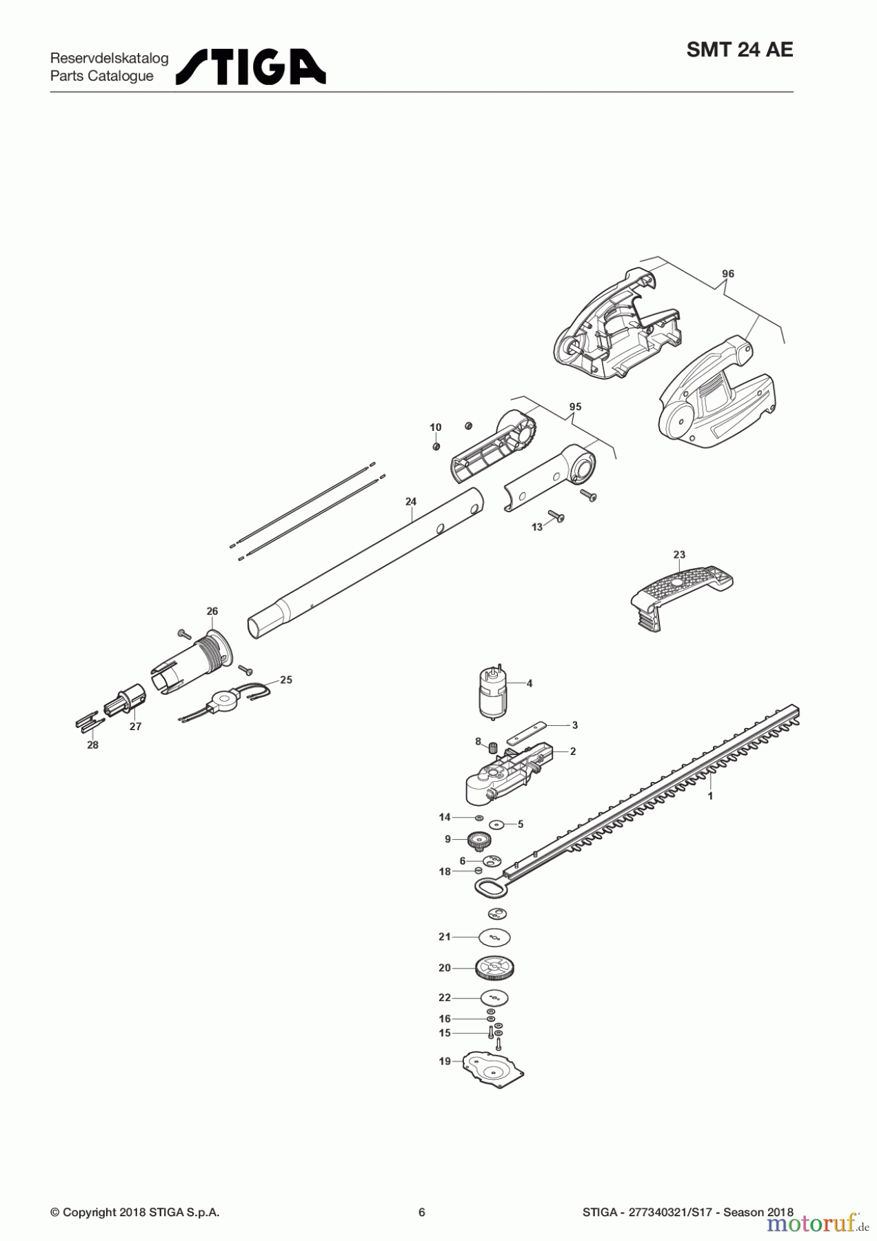  Stiga Motorsensen, Trimmer Baujahr 2017 Akku Baujahr 2017 SMT 24 AE 277340321/S17 - Season 2017 Pole Hedge Trimmer